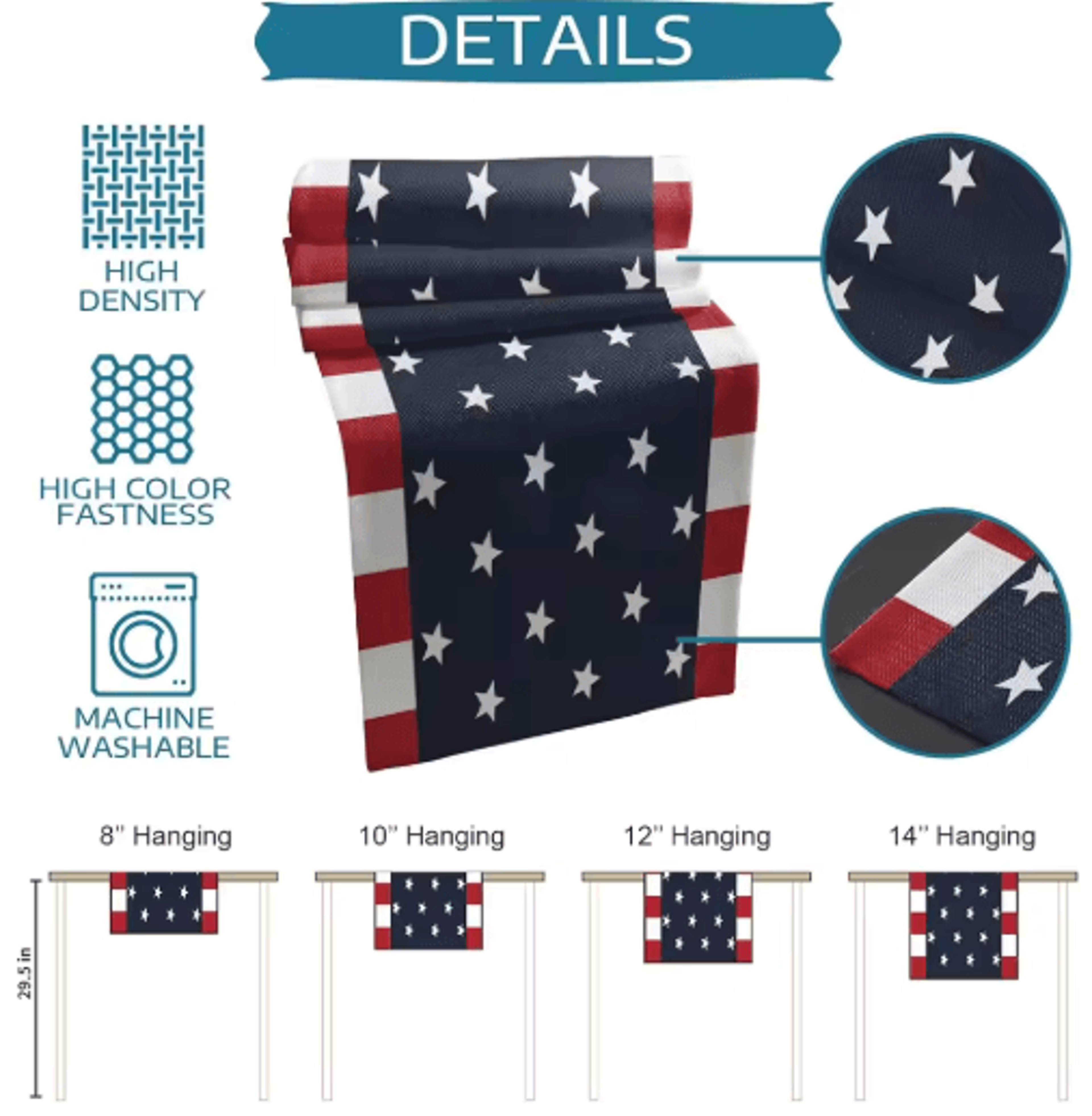 Patriotic 4th Of July Table Runner  Linen Farmhouse Independence Day Decor 2