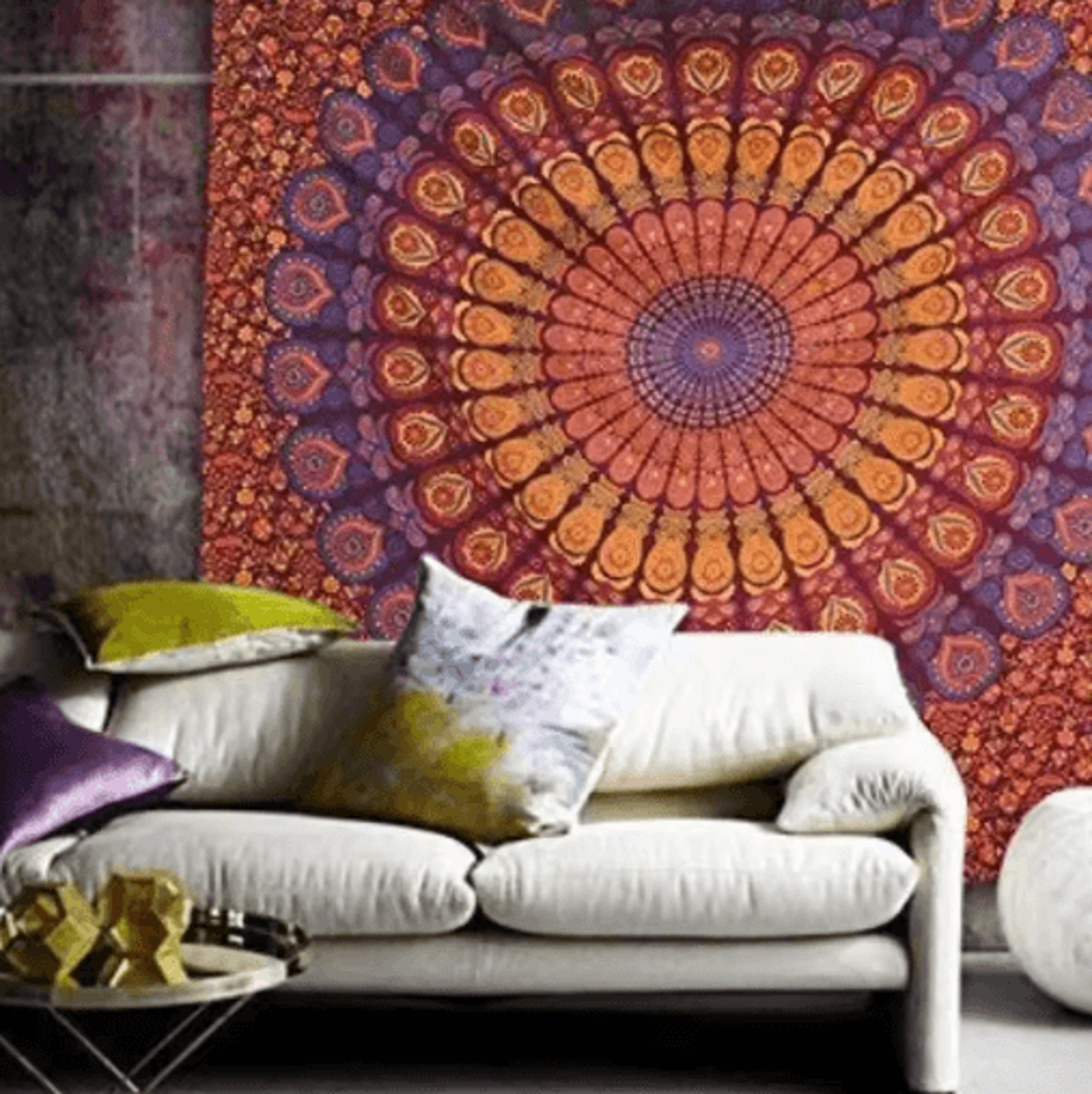 hippie mandala tapestry wall hanging bohemian psychedelic vintage room decor