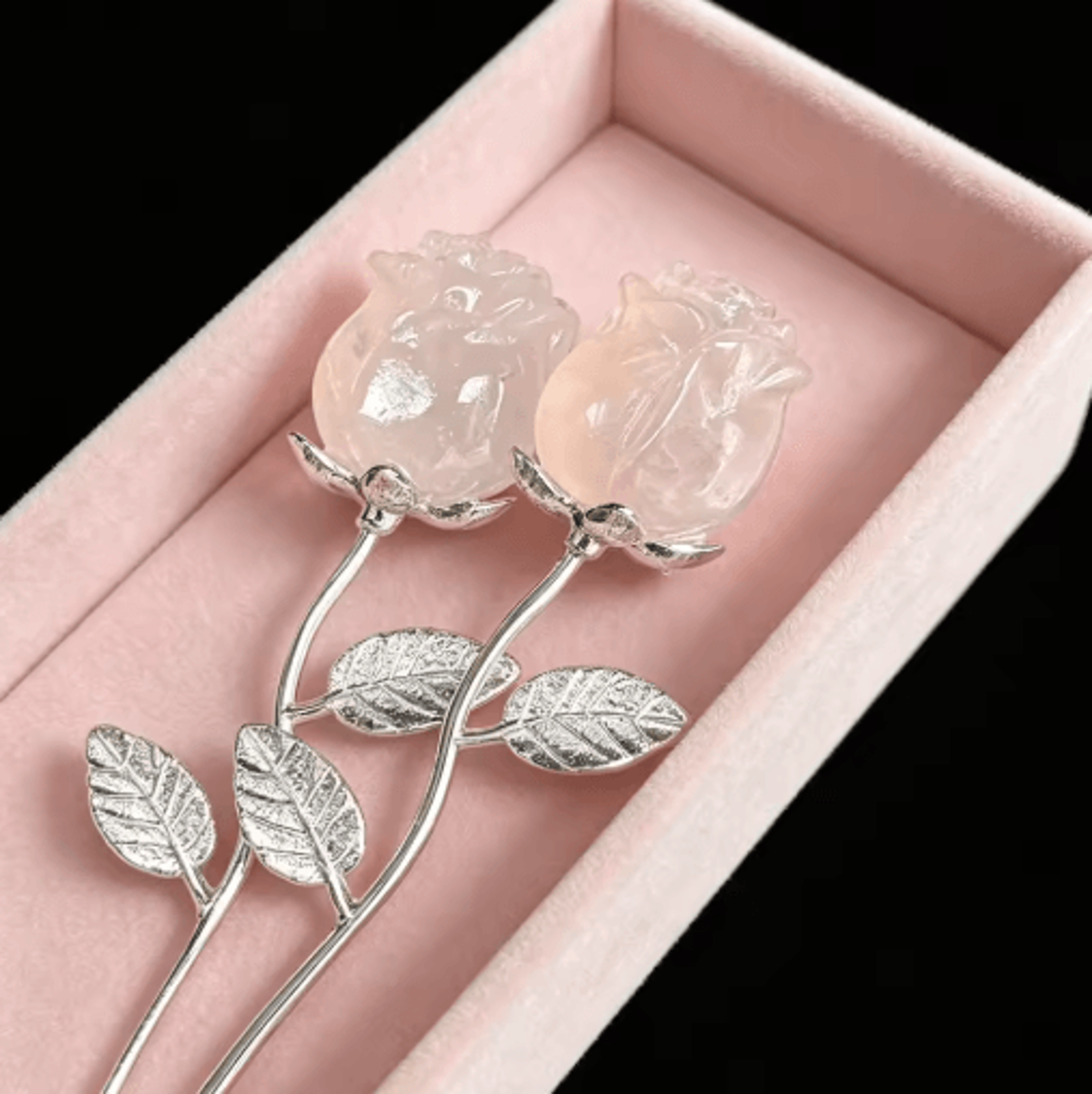elegant crystal rose ornament hand carved quartz flower gift for wife & decor