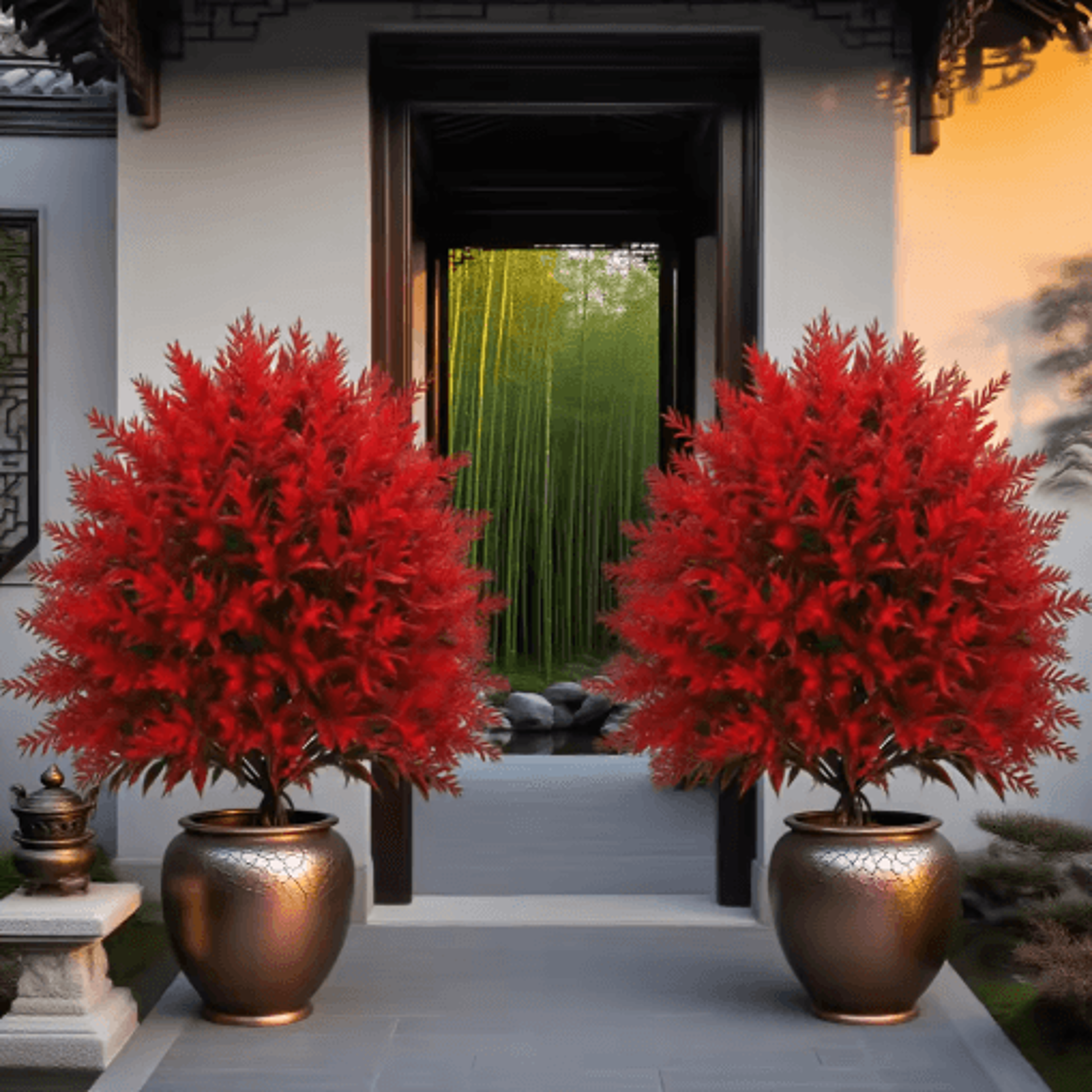red artificial lavender garden stake outdoor decorative flower with ground peg