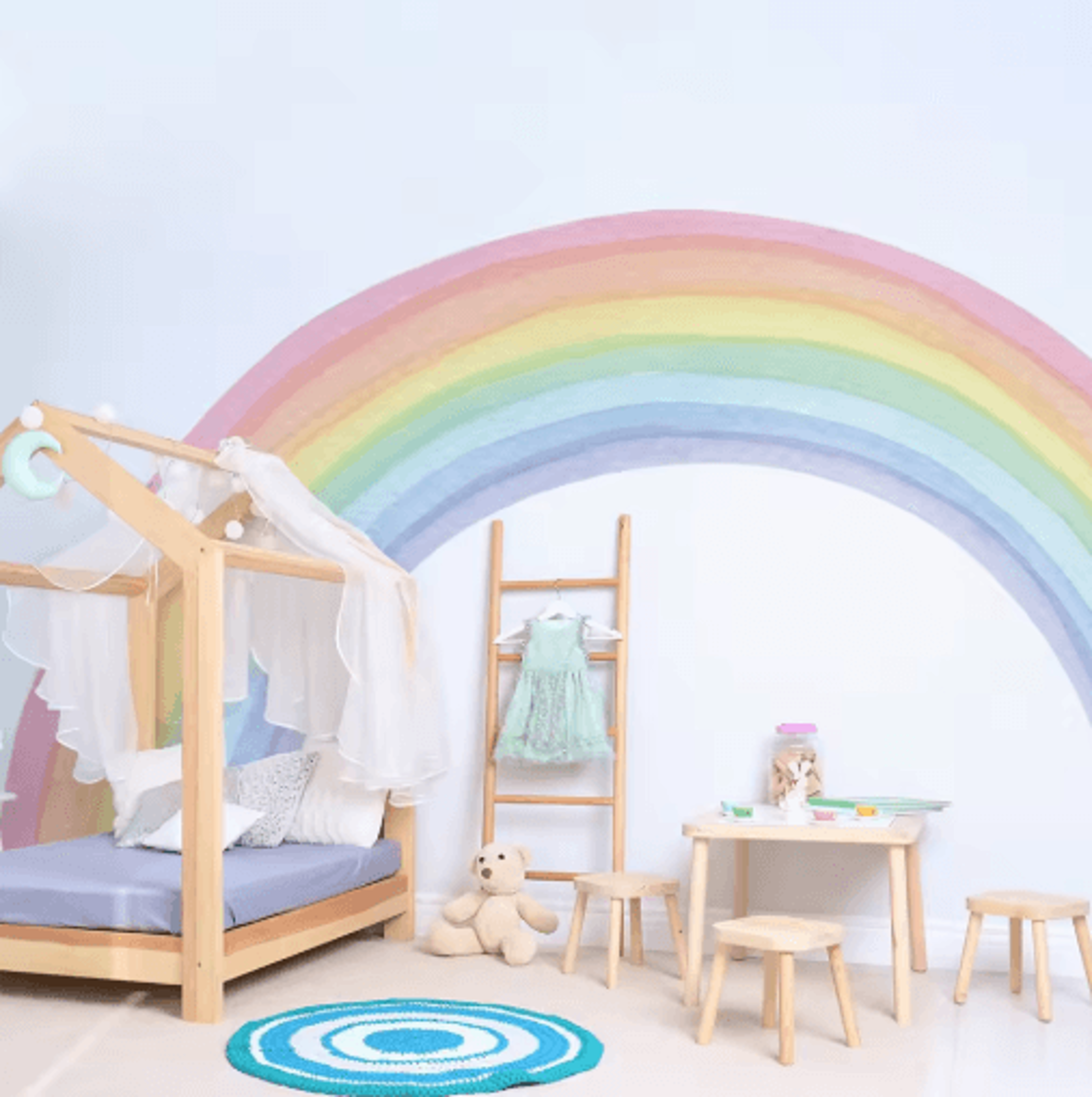 pastel rainbow wall stickers nursery wall decals for kids room decor