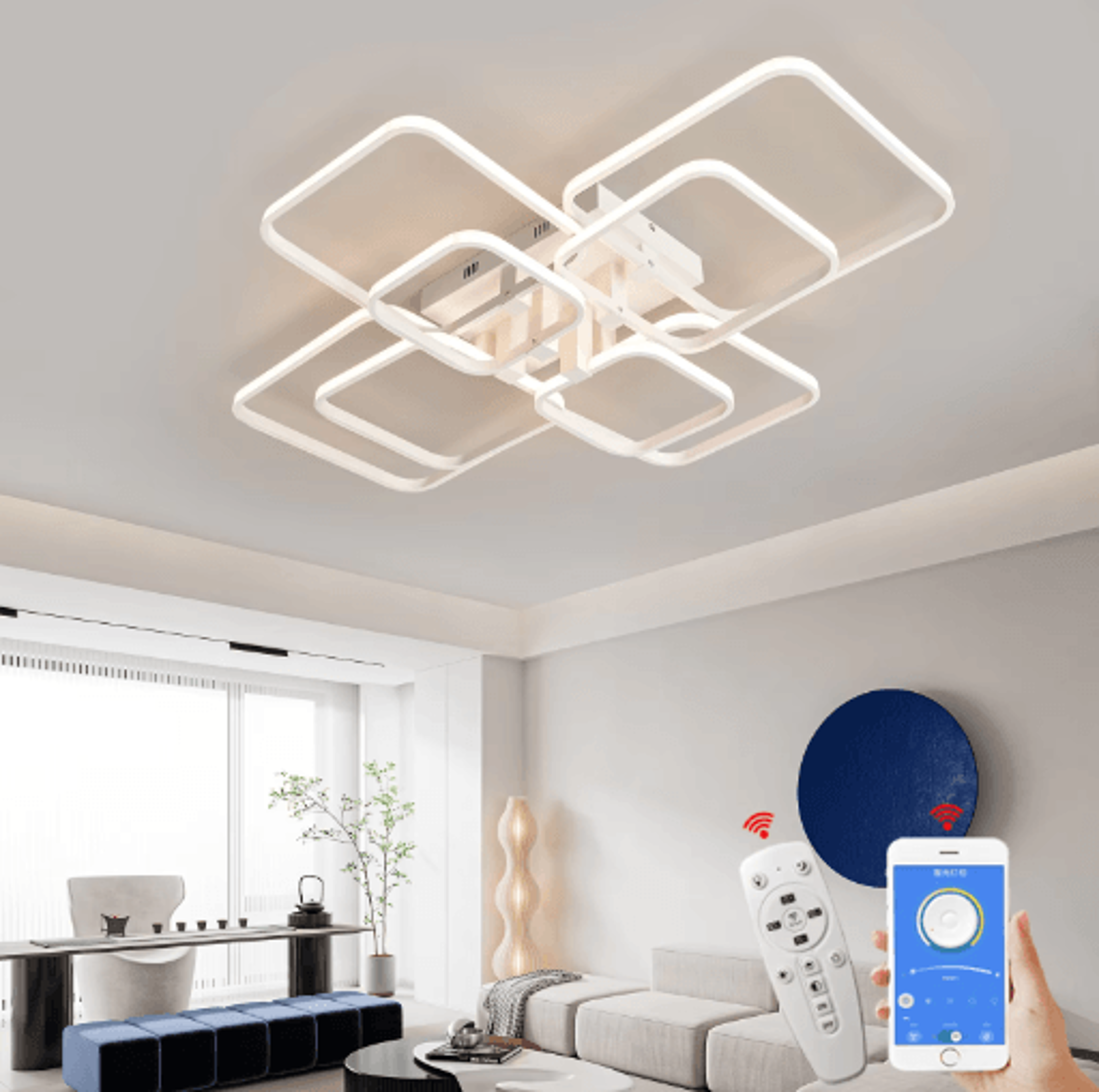 modern led chandelier light – black & white ceiling fixture for living room & bedroom