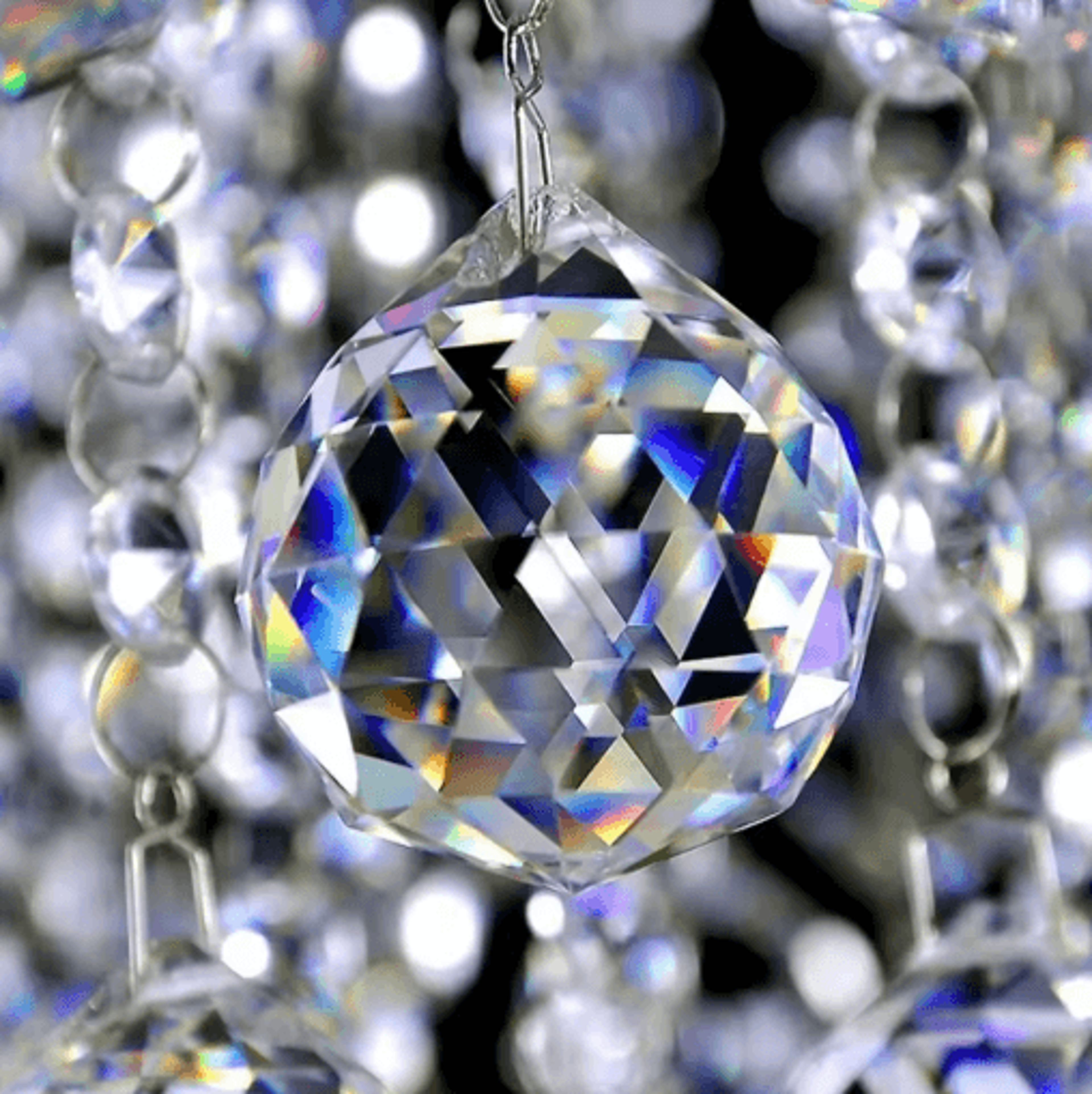 faceted crystal prism ball suncatcher – glass chandelier pendant for home & wedding decor