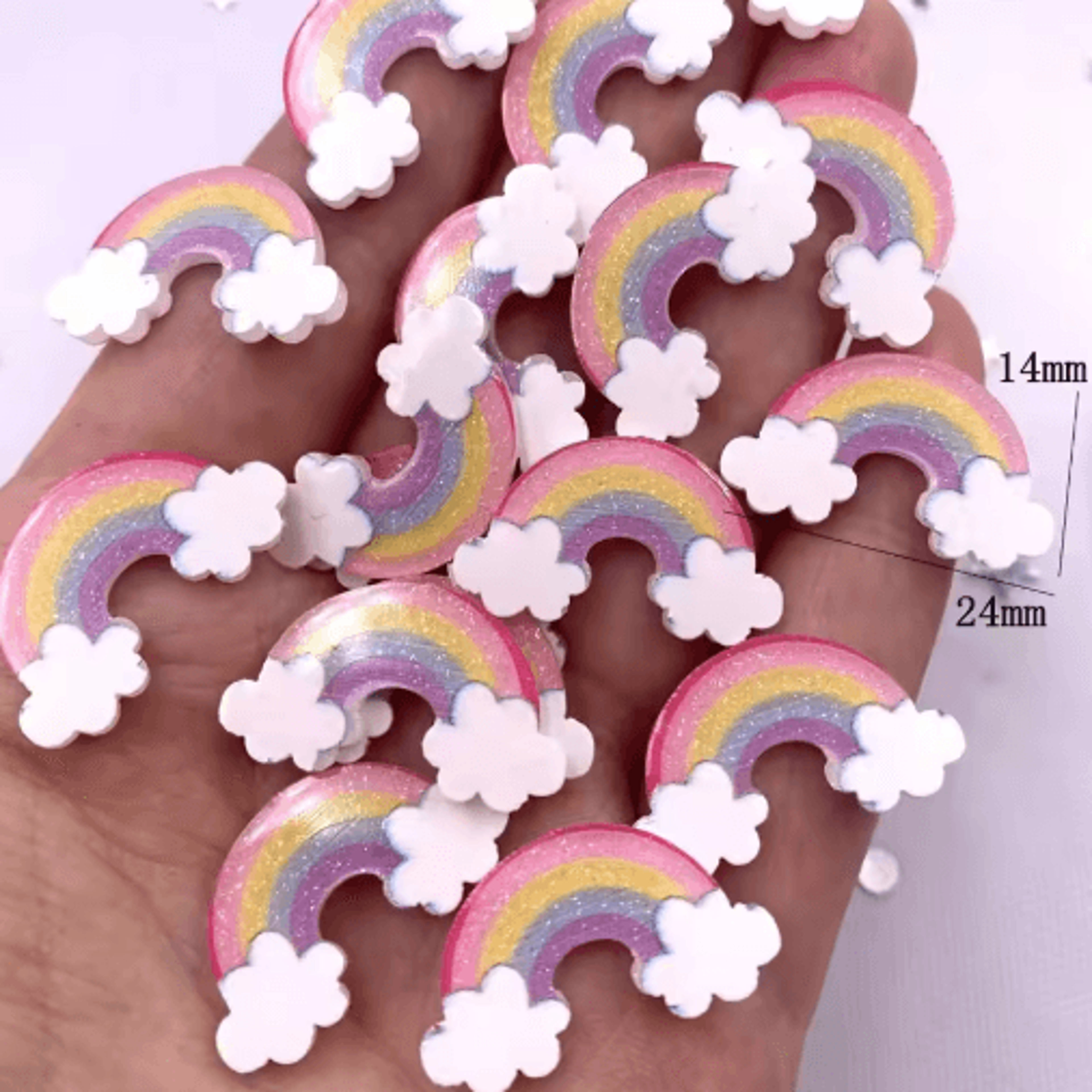 20PCS Glitter Rainbow  Cloud Flatback Embellishments  Acrylic DIY Scrapbook Decor Set 3
