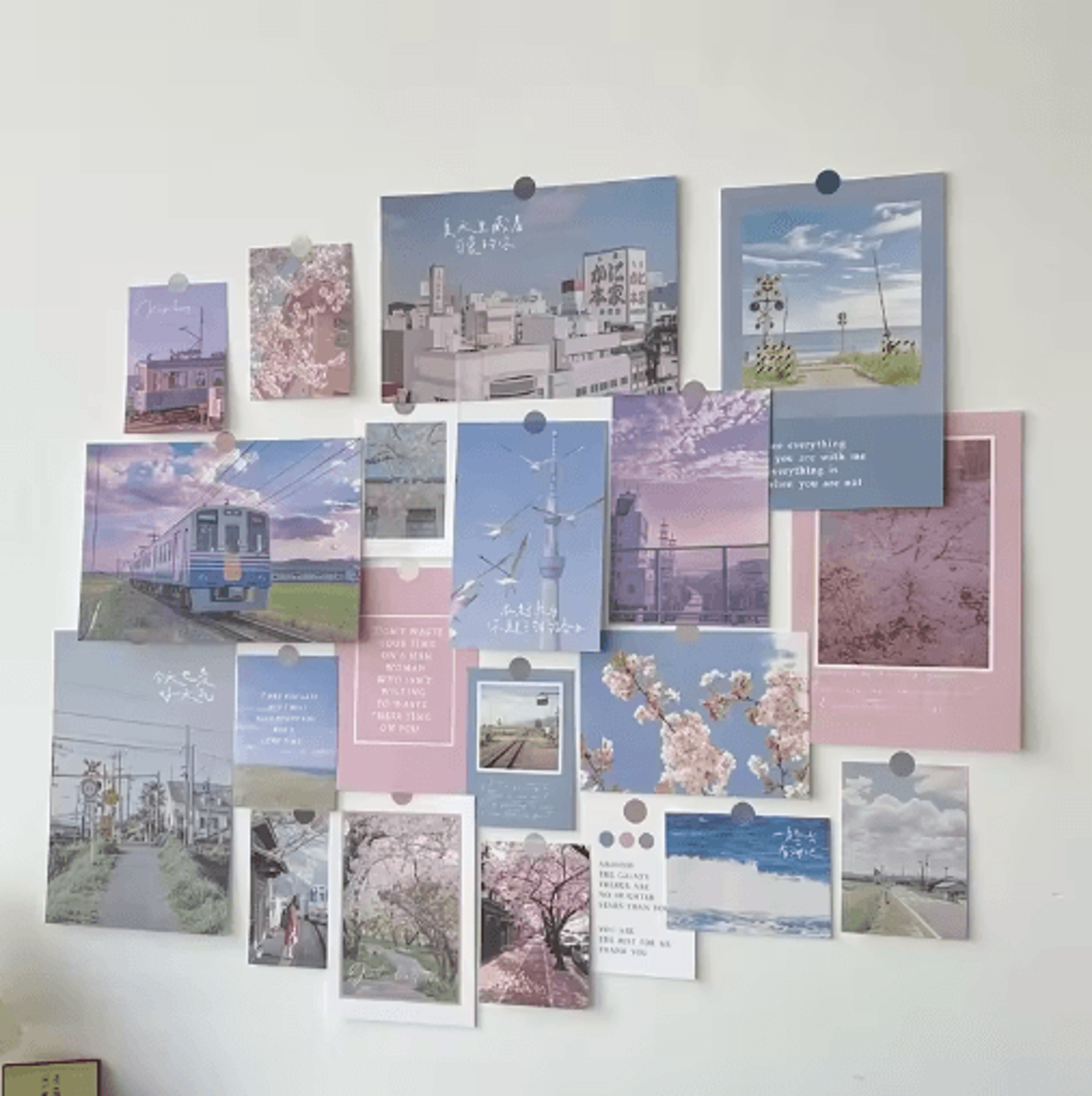 nordic retro photo card wall stickers – aesthetic postcard collage decor for bedroom