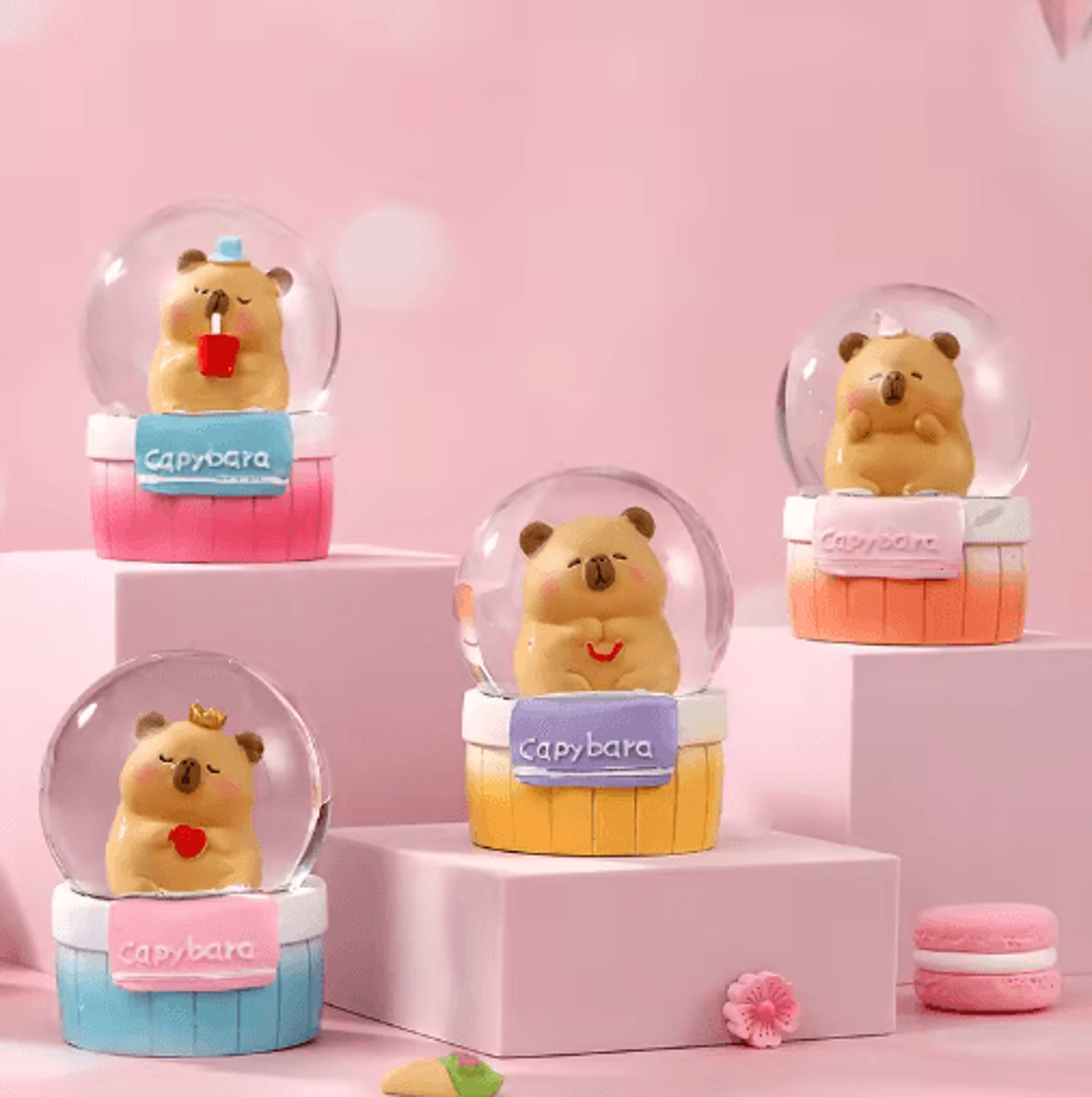 Cute Capybara Crystal Ball Ornament  Luminous Mini Desk Decor For Gifts  Home 8