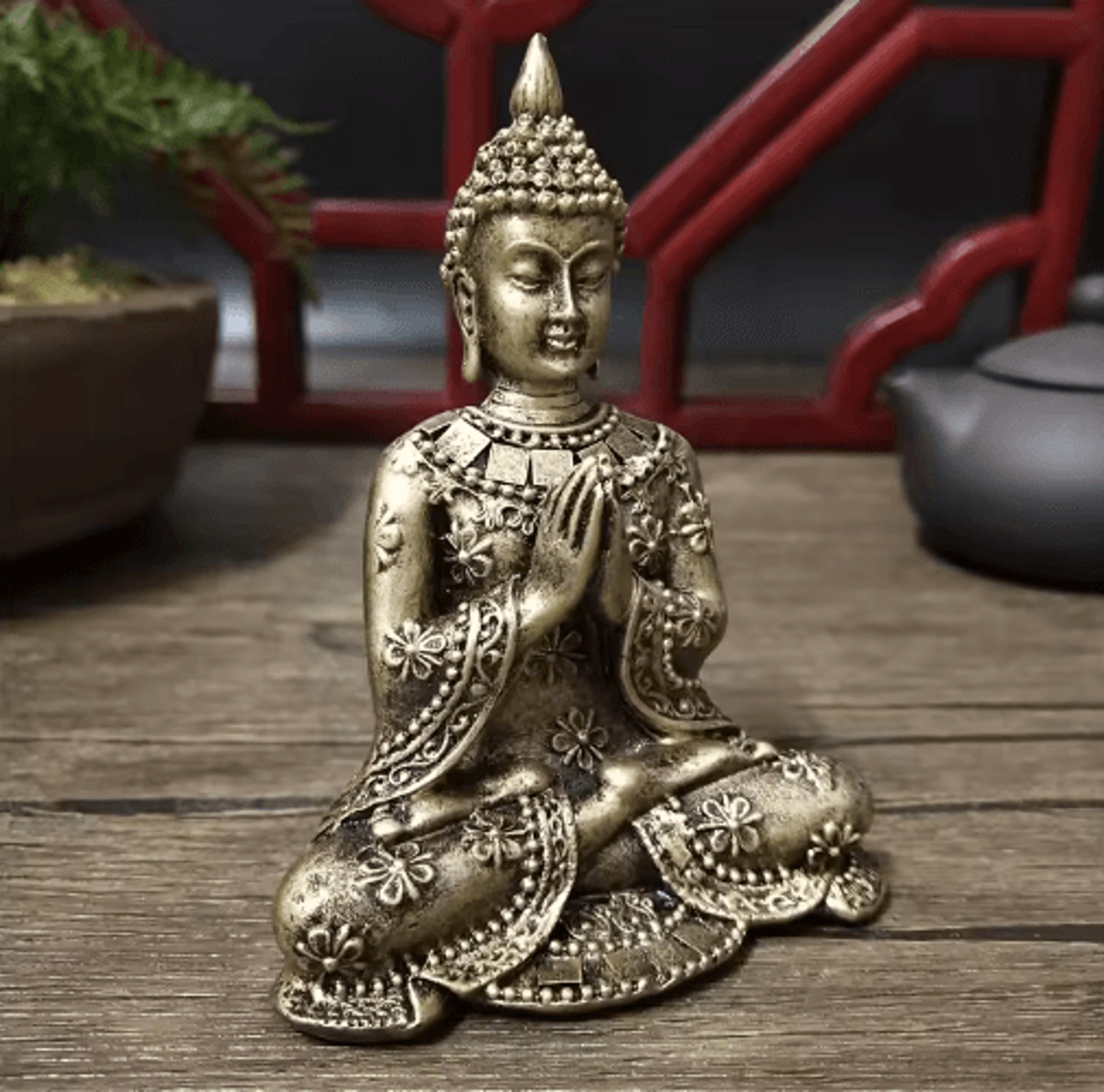 bronze buddha meditation statue – feng shui resin sculpture for zen home decor