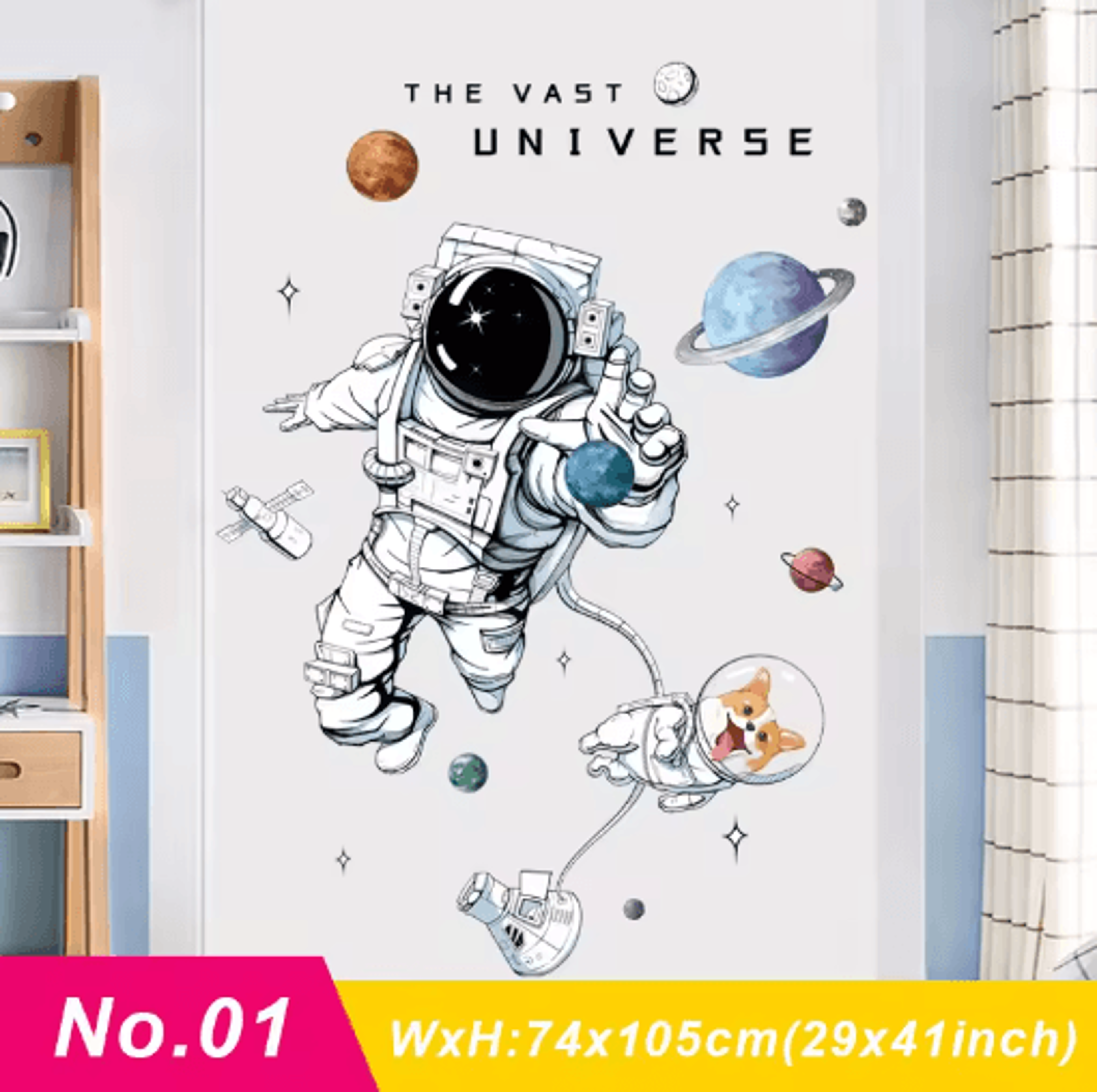 Astronaut Wall Stickers  Space Nursery Wall Decals For Kids Room Decor 3