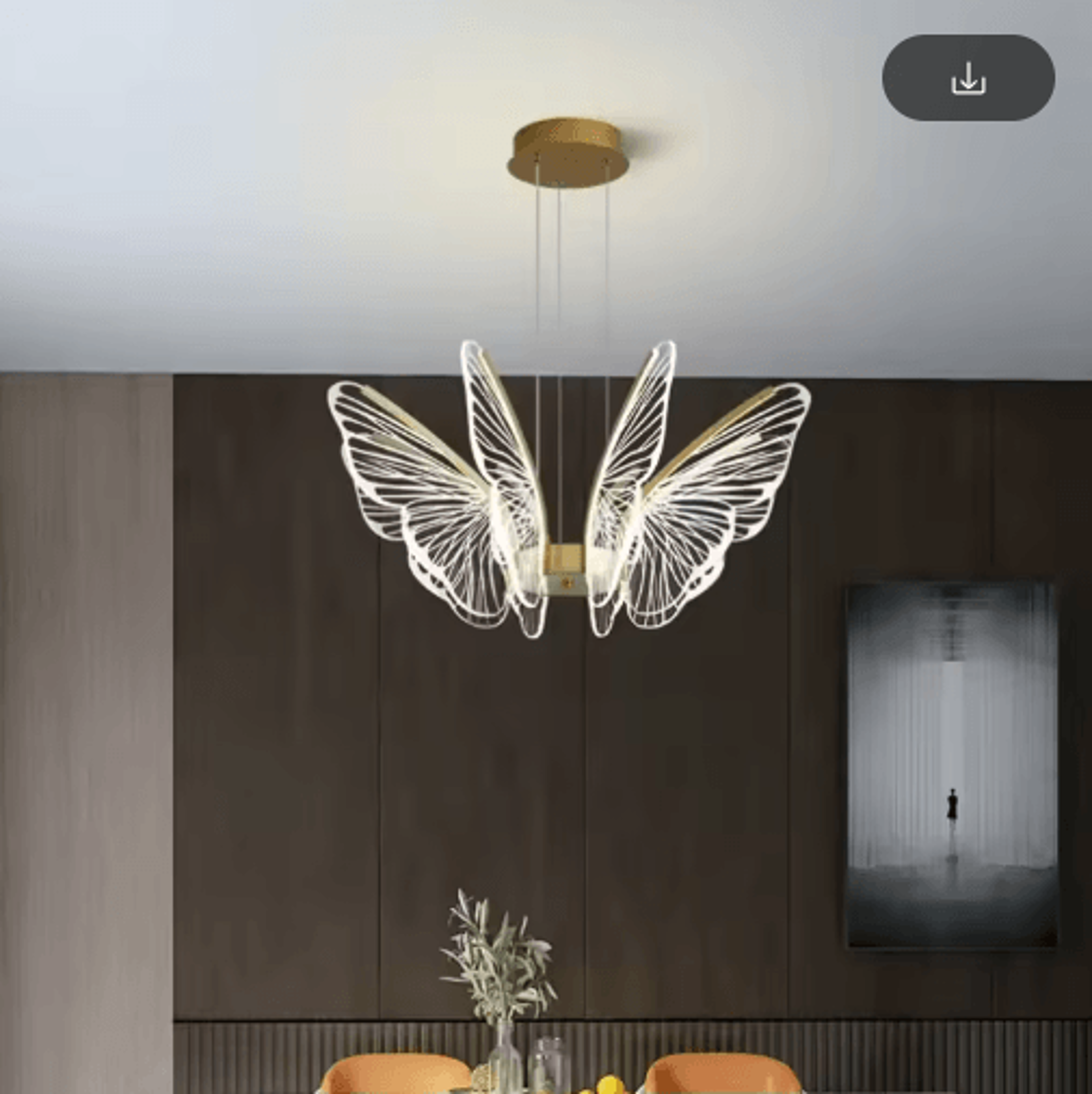 butterfly acrylic chandelier – minimalist hanging light for living room & kitchen