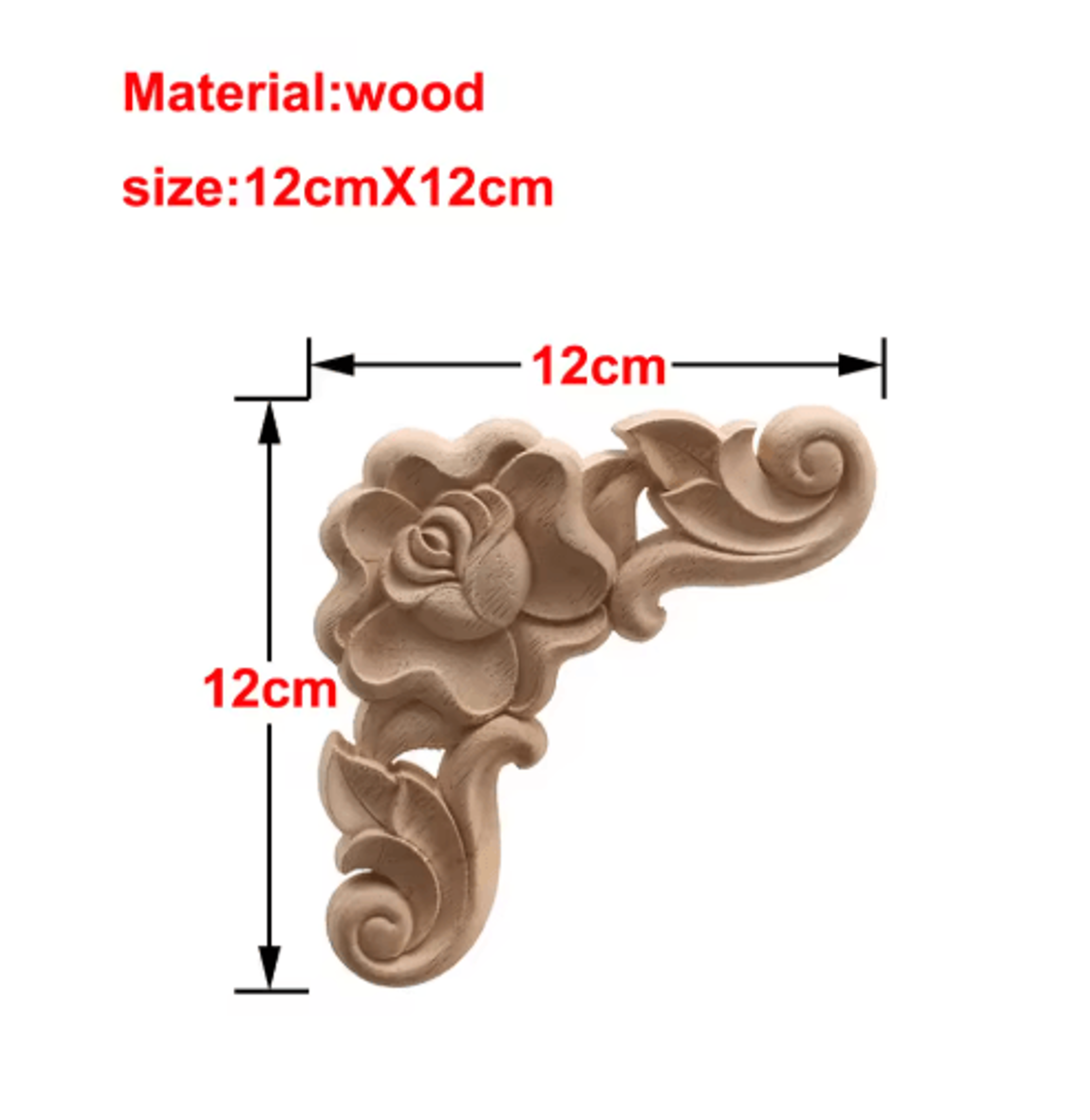 European Wooden Rose Applique Hand Carved Furniture  Cabinet Decor Accent 1