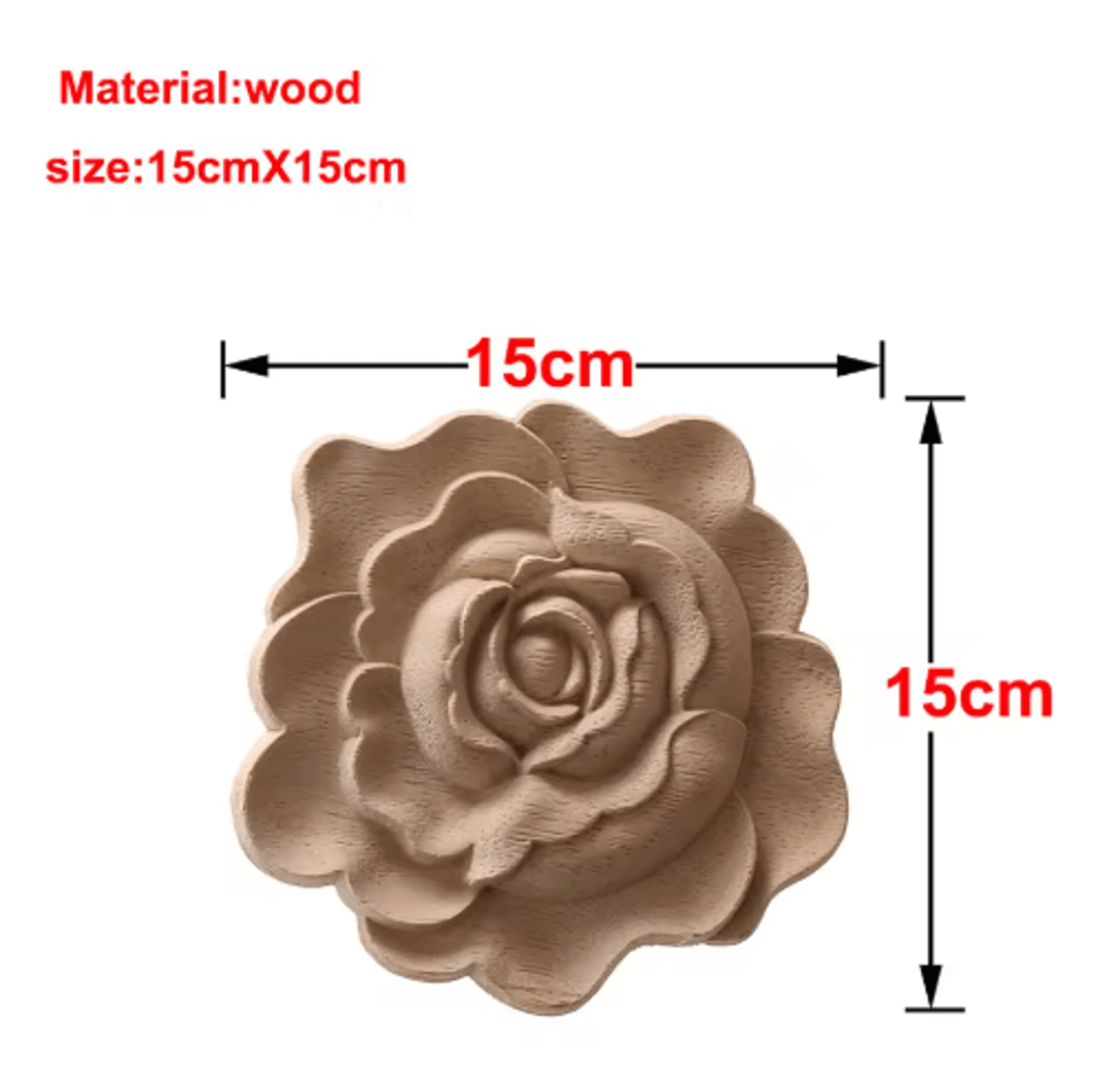 European Wooden Rose Applique Hand Carved Furniture  Cabinet Decor Accent 11
