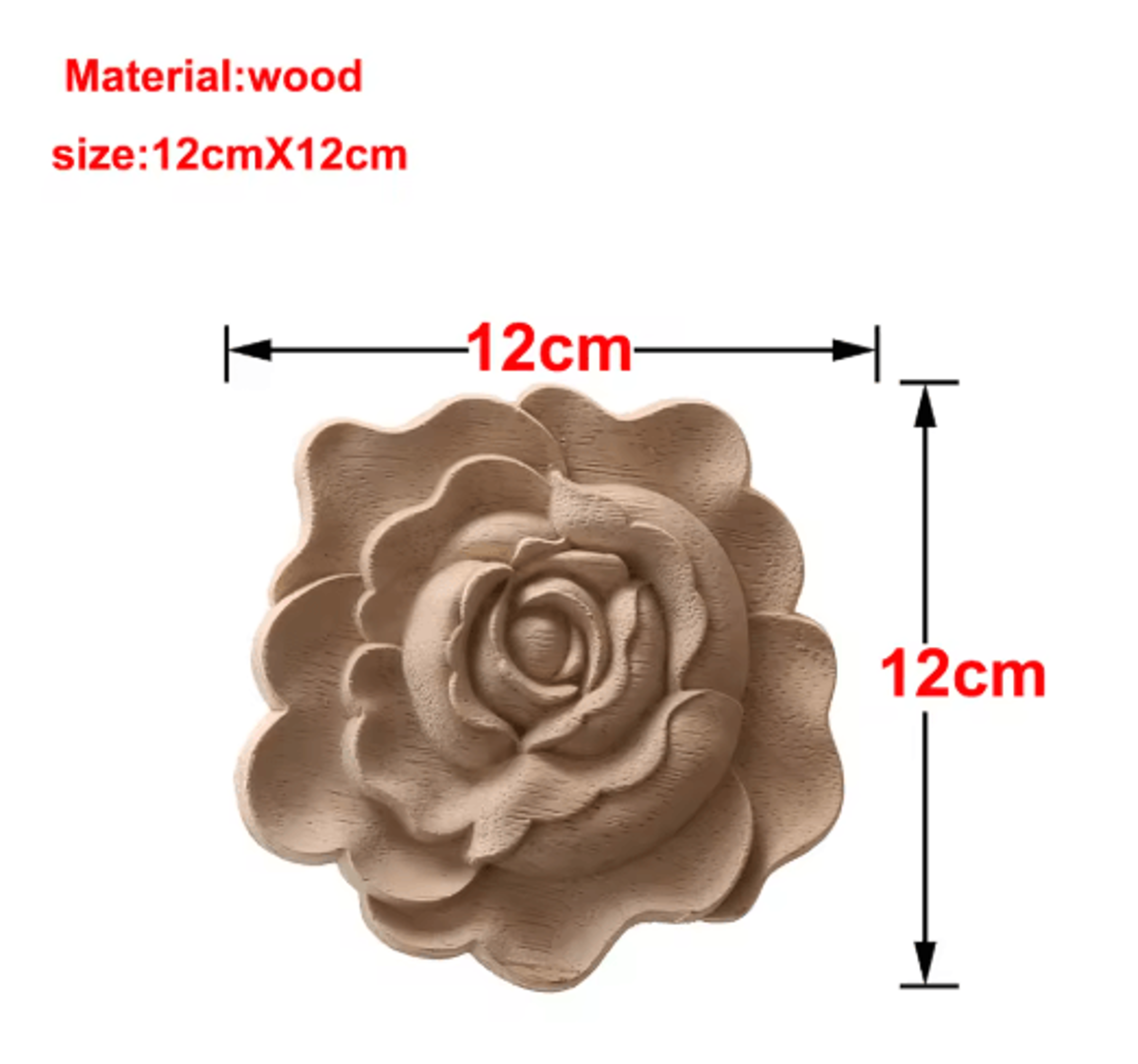 European Wooden Rose Applique Hand Carved Furniture  Cabinet Decor Accent 12