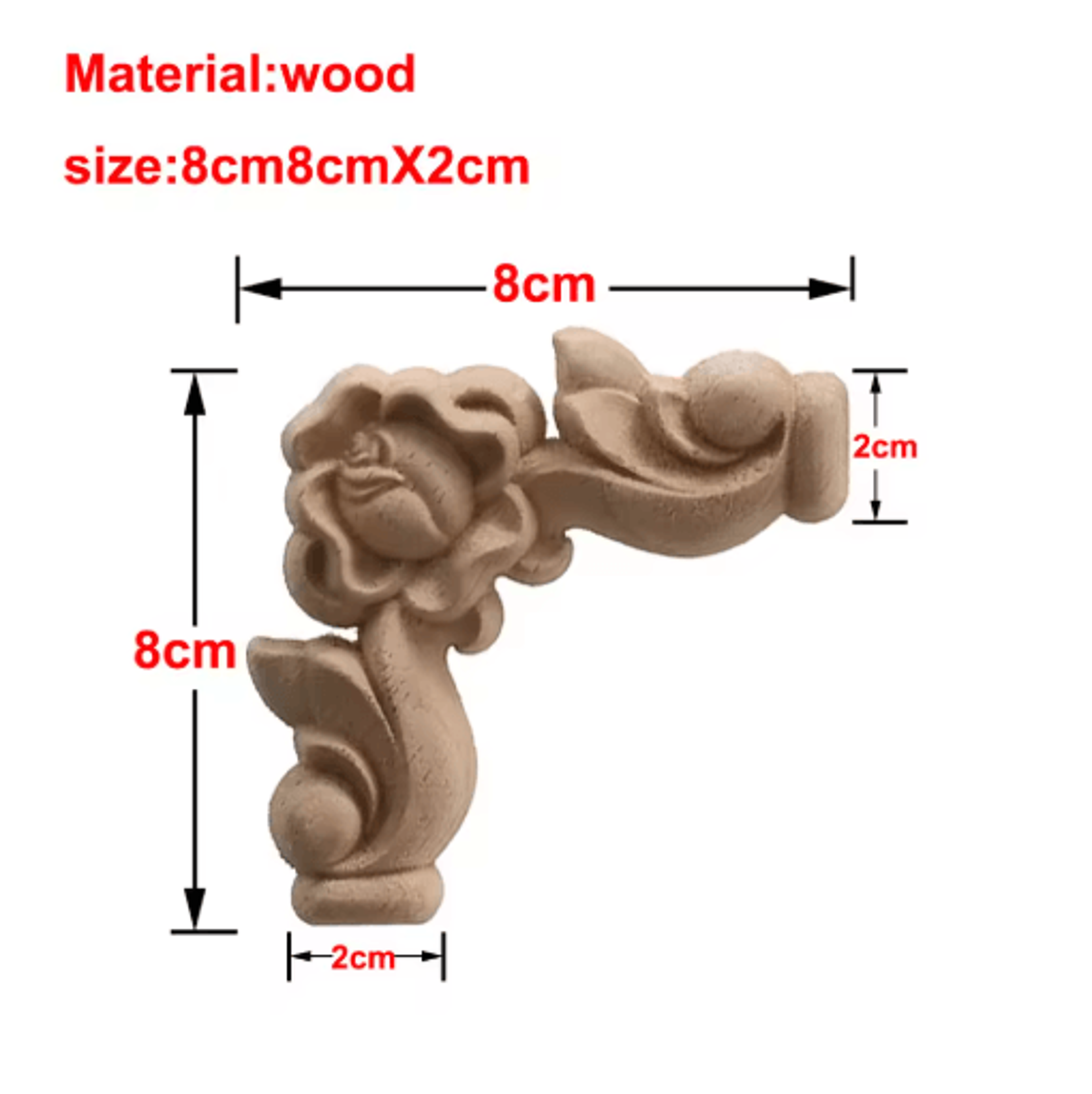 European Wooden Rose Applique Hand Carved Furniture  Cabinet Decor Accent 6