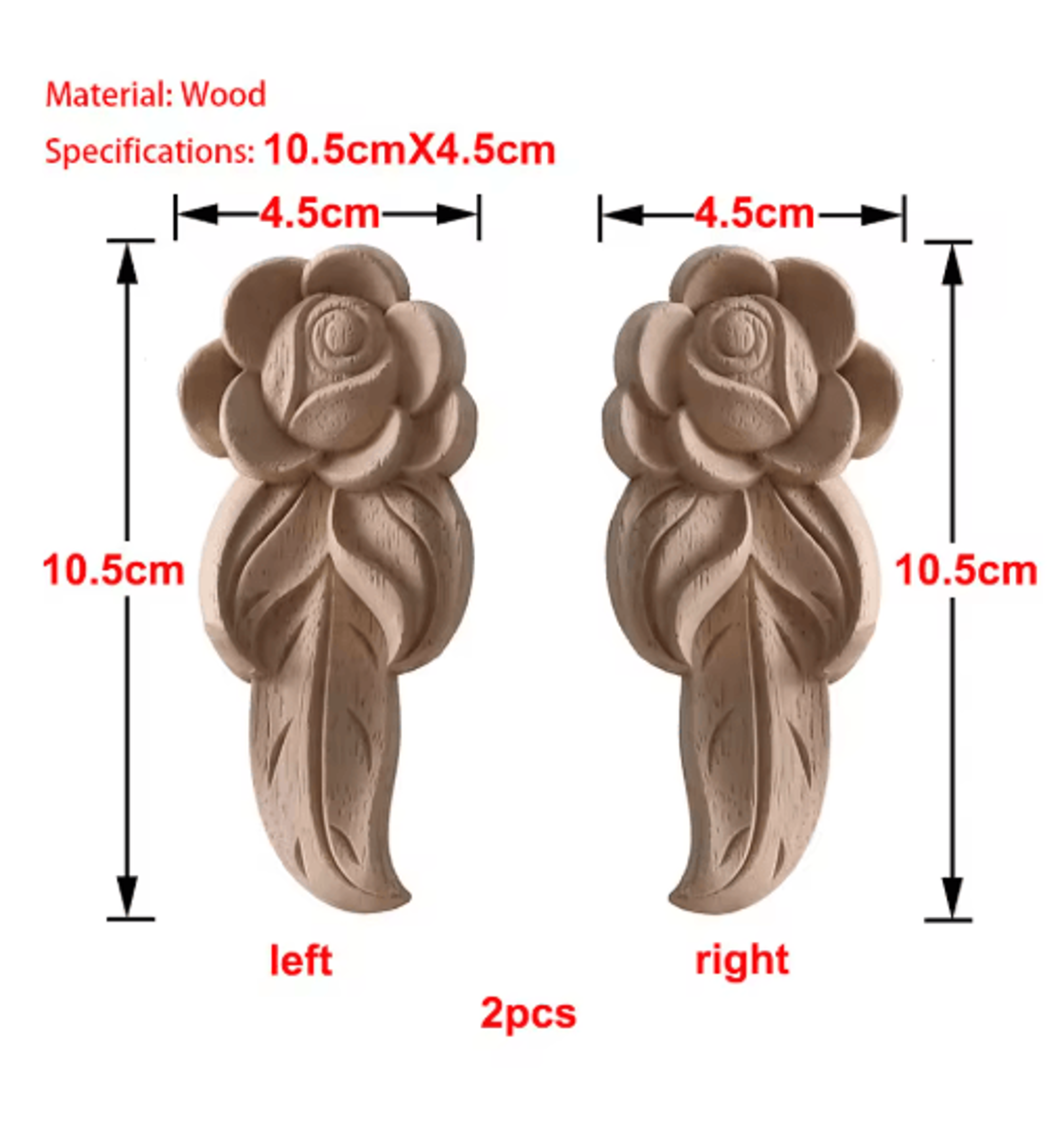 European Wooden Rose Applique Hand Carved Furniture  Cabinet Decor Accent 26