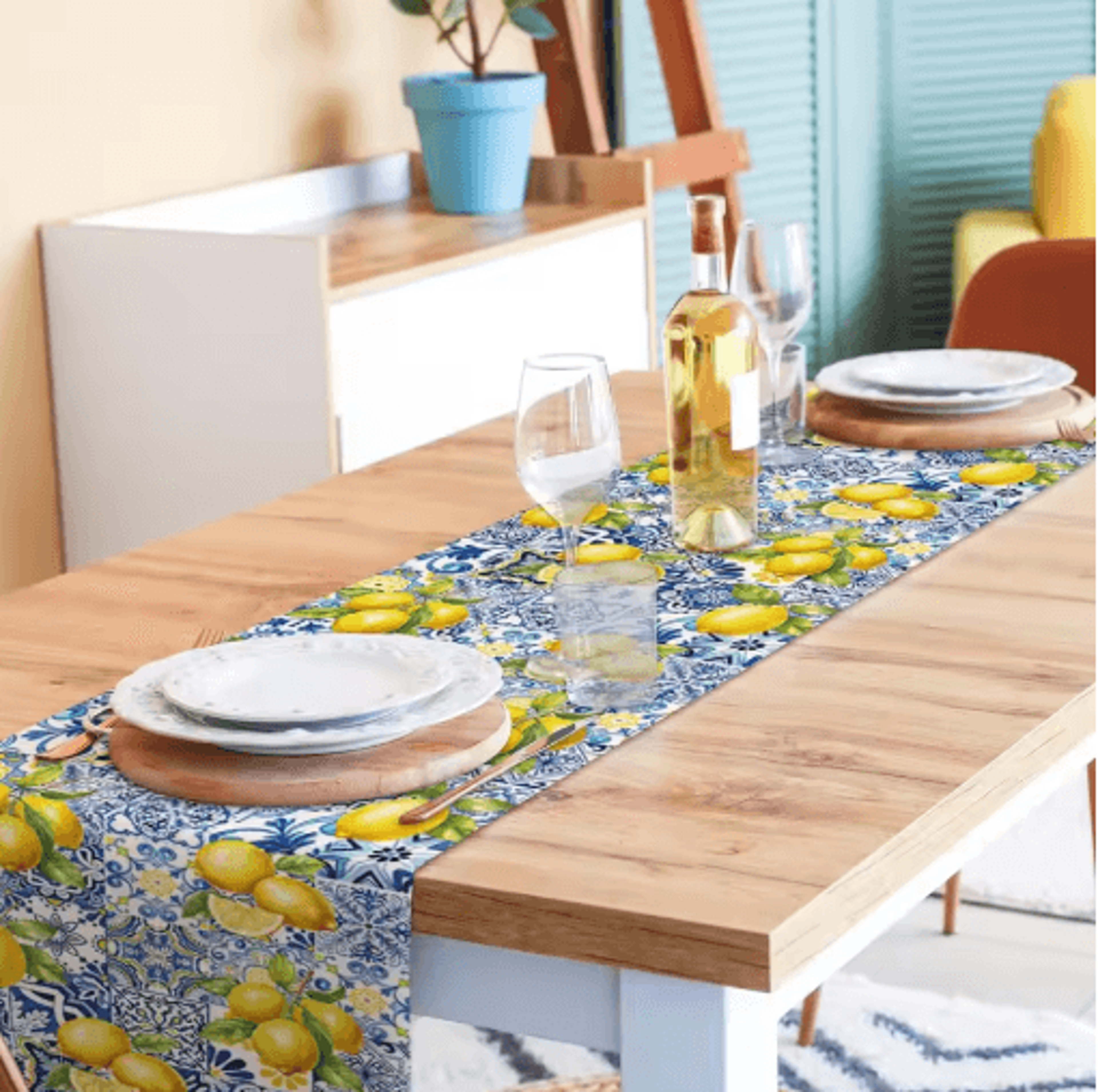 Summer Lemon Linen Table Runner Farmhouse Dining Table Decor For Kitchen  Parties 4