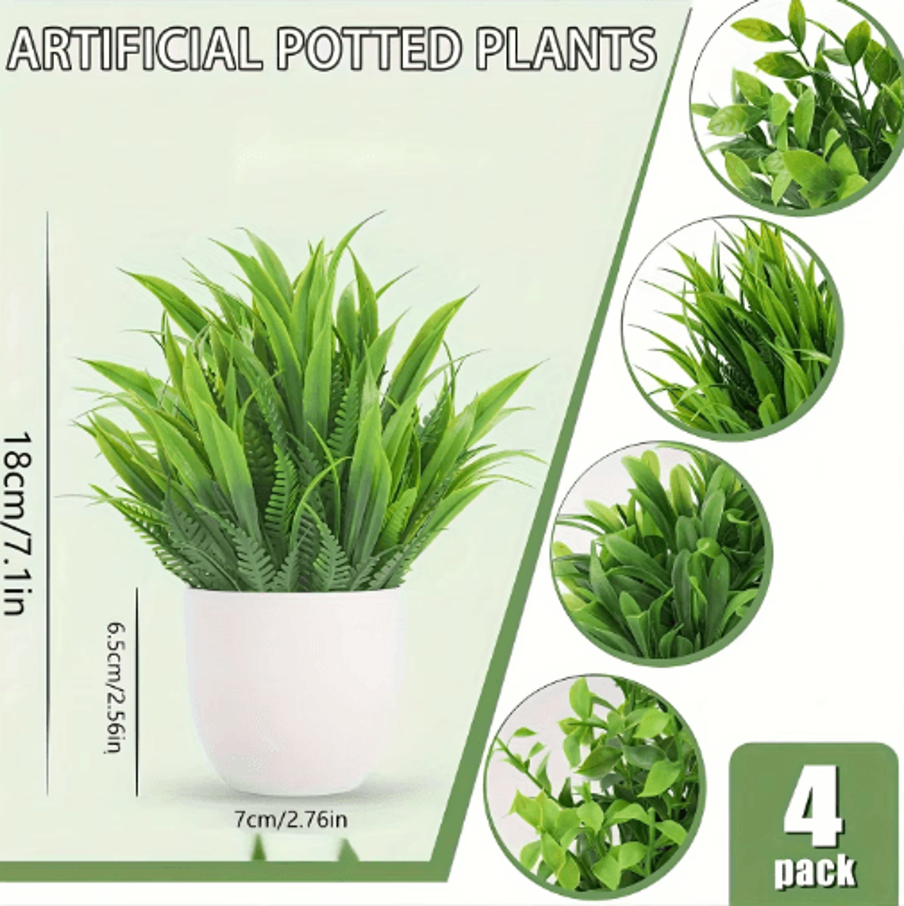 4 Pack Mini Artificial Potted Plants Fake Bonsai Greenery For Home  Office Decor 4