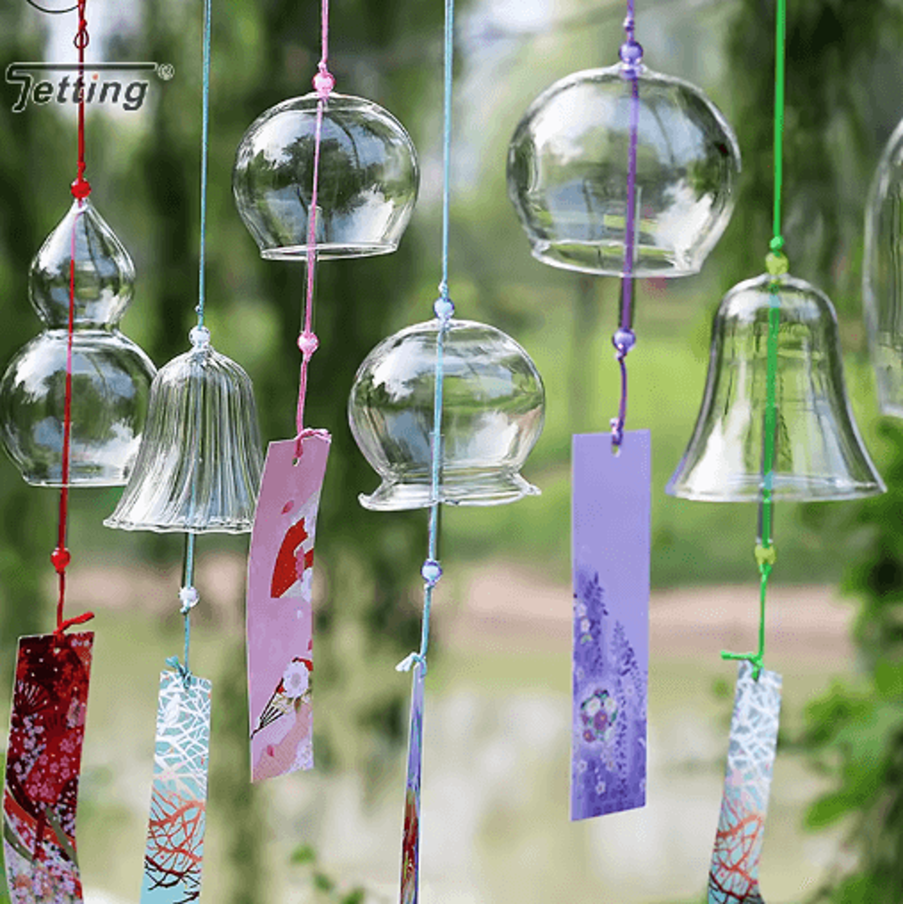 transparent glass wind chimes  japanese style hanging wind bell decor