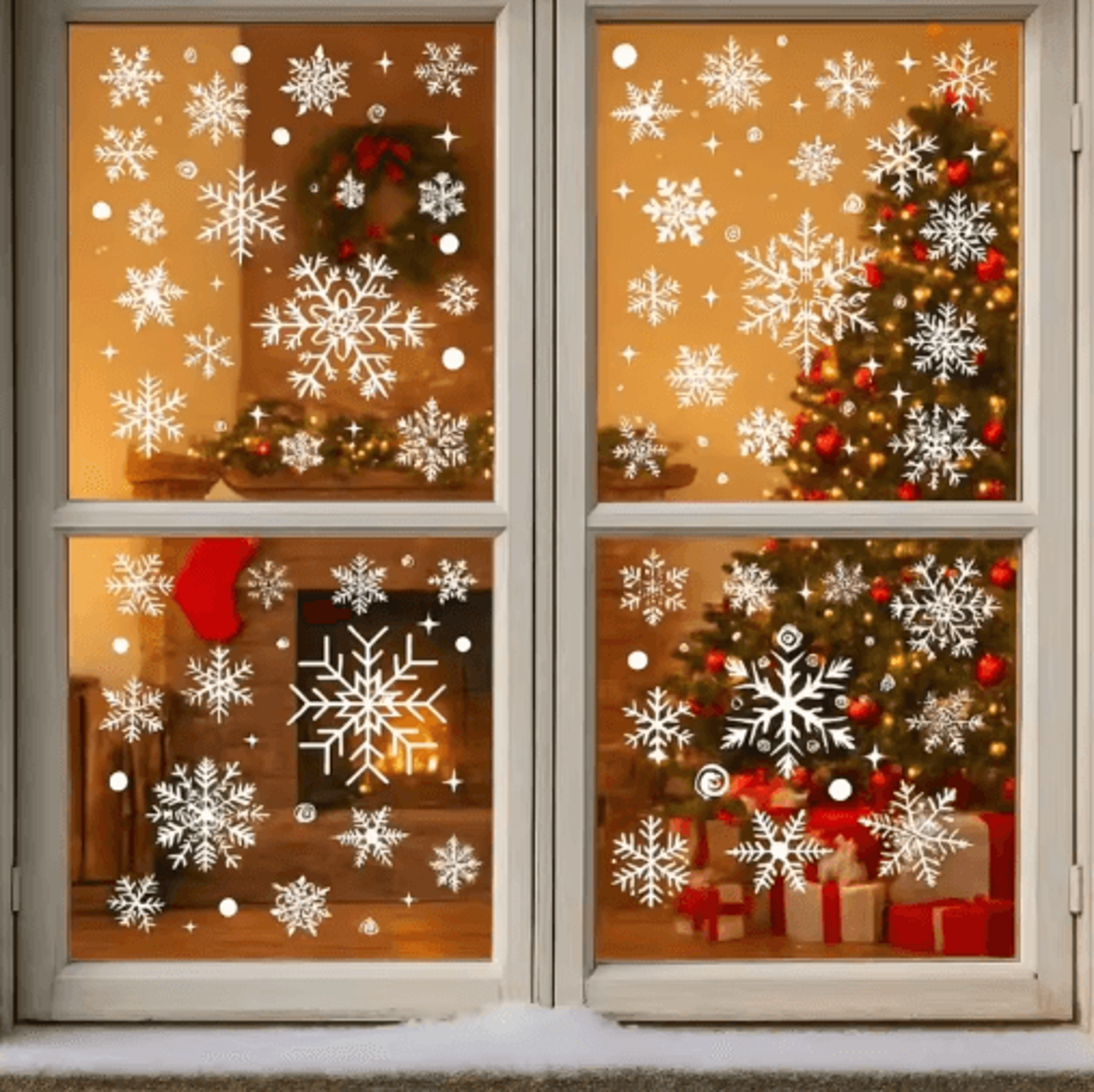 christmas snowflake window stickers – festive holiday glass decor for home