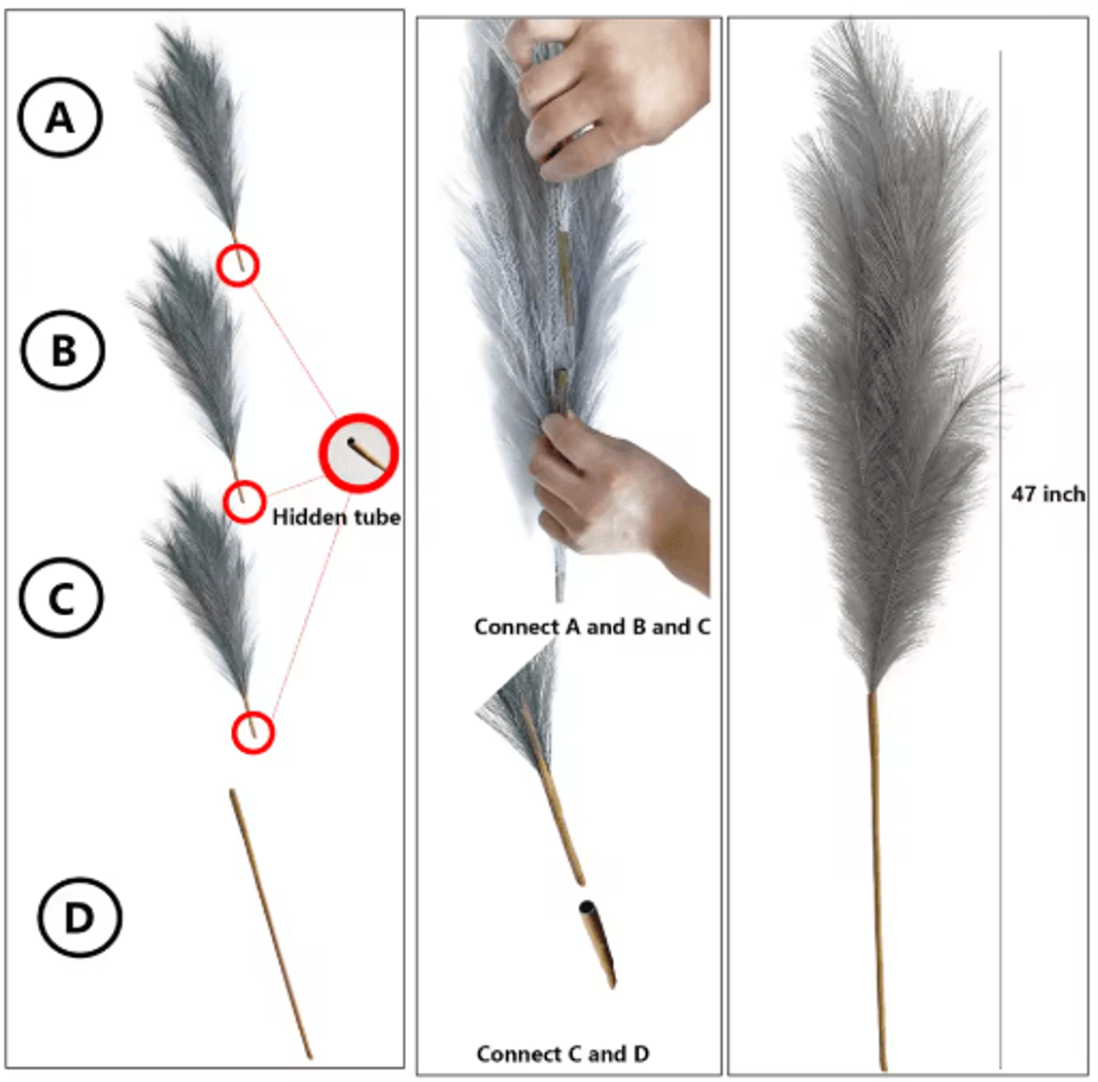 Large Artificial Pampas Grass  Tall Fluffy Stems For Elegant Boho Decor 19