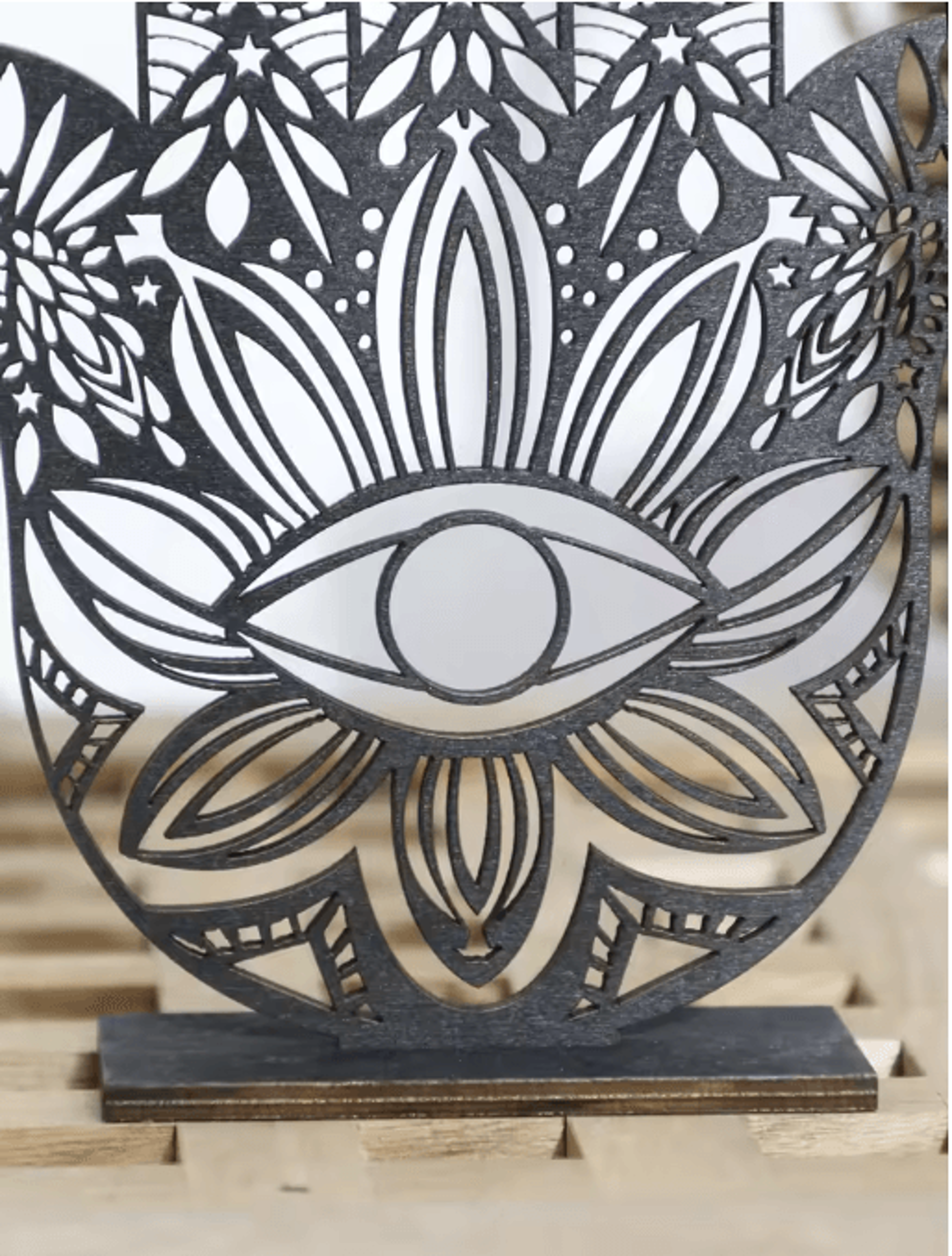 Black Wooden Hamsa Hand Decor With Evil Eye Boho Spiritual Desk Accent 2