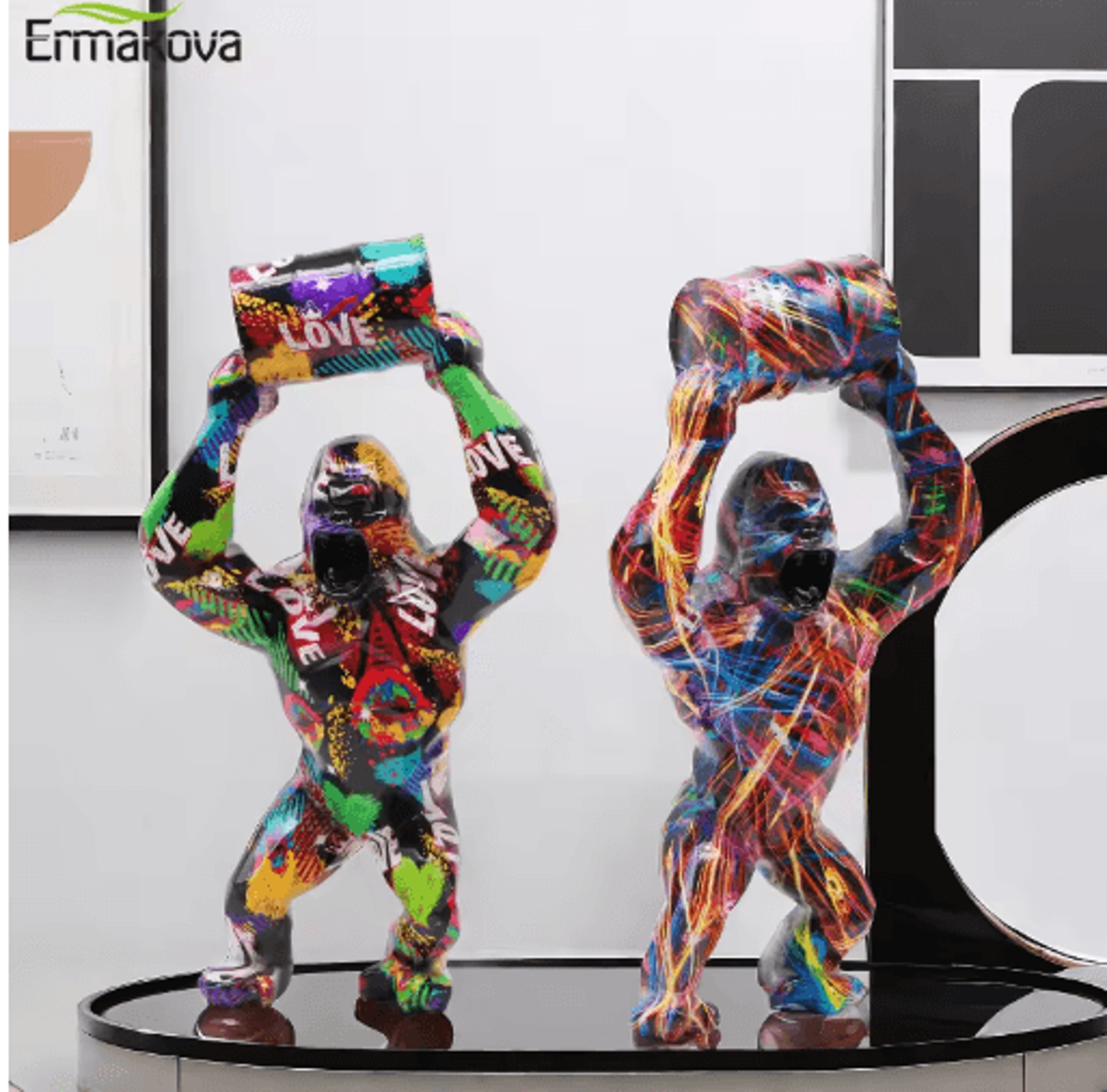 Creative Gorilla Resin Sculpture  Modern Animal Statue For Living Room Decor 7