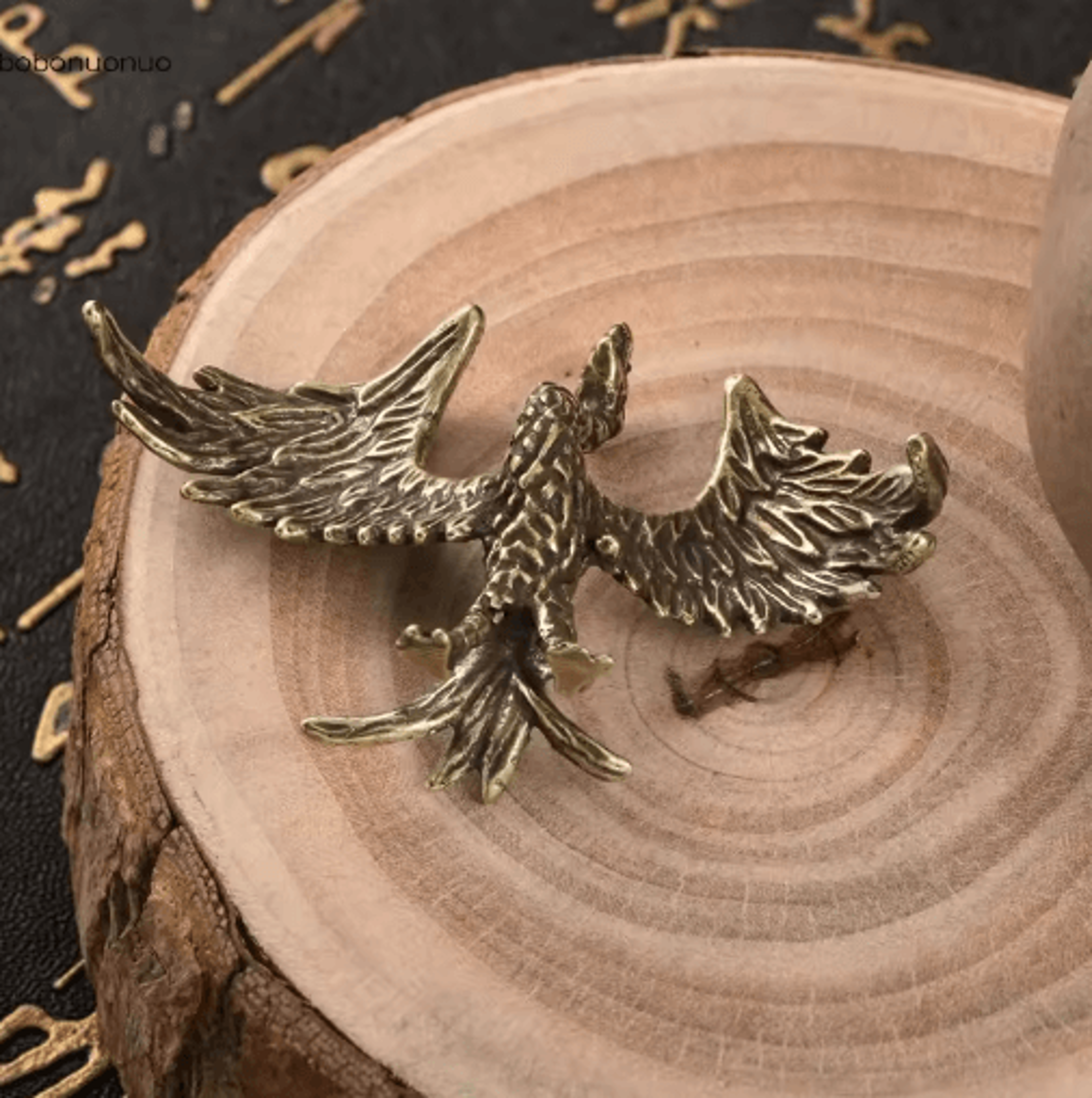 Solid Brass Phoenix Statue  Feng Shui Flame Bird Desk Ornament  Retro Decor 4