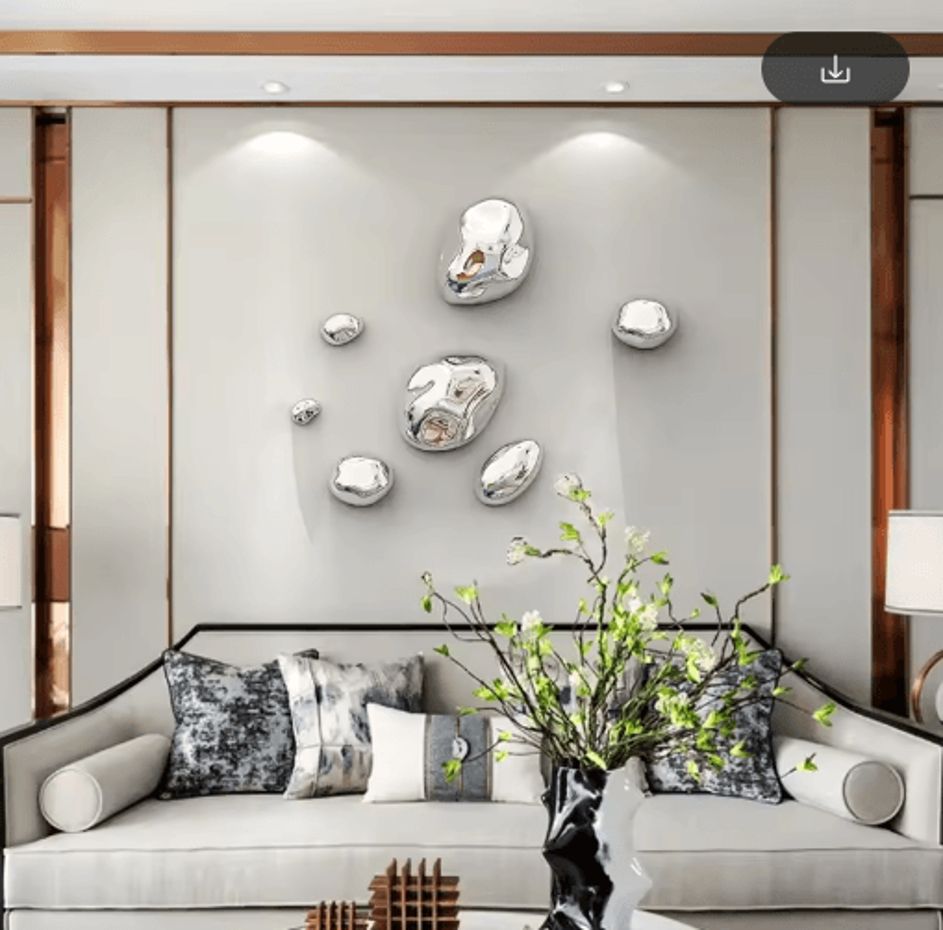 Luxury 3D Stone Wall Decor  Golden Simulation Stone Hanging Accent 23