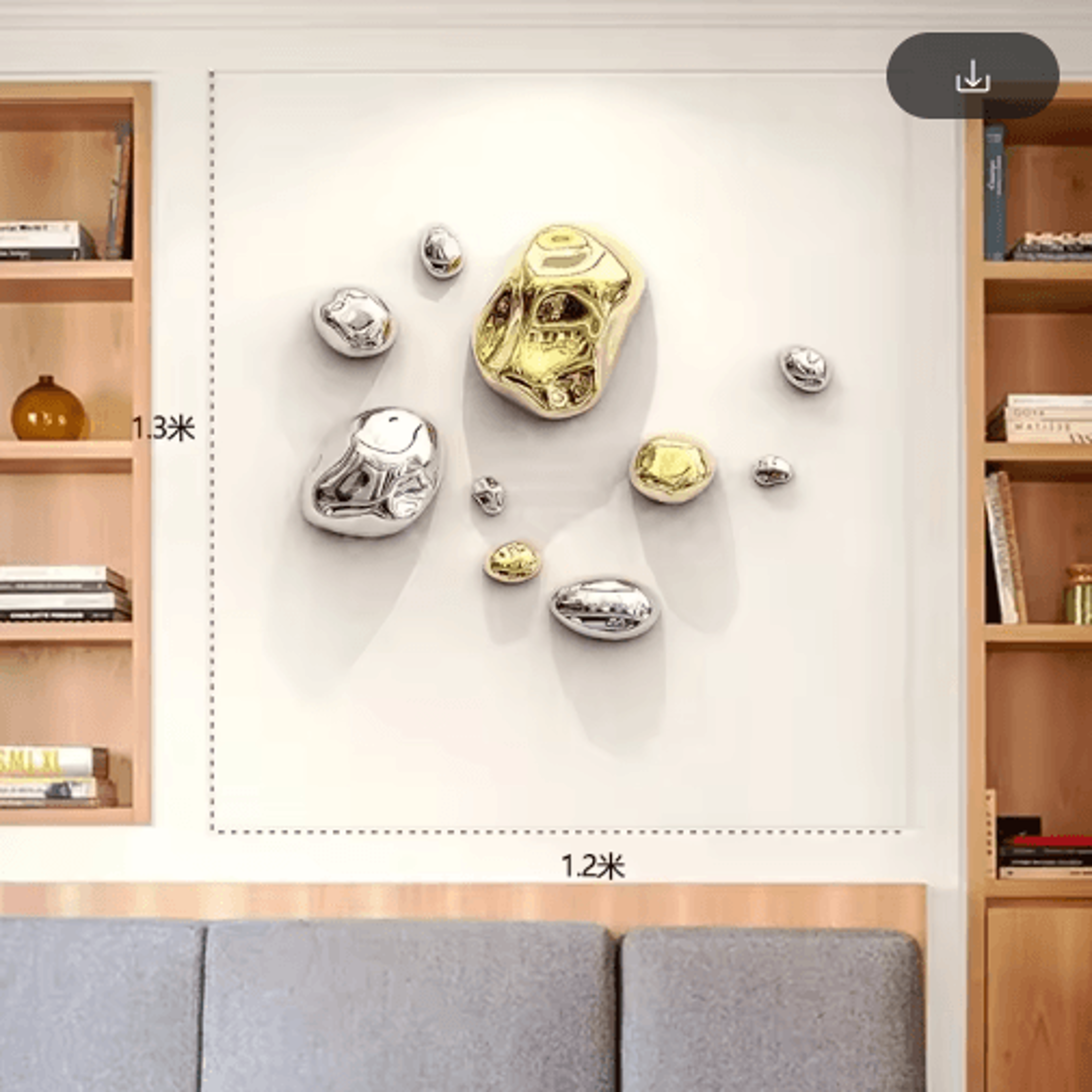 Luxury 3D Stone Wall Decor  Golden Simulation Stone Hanging Accent 24