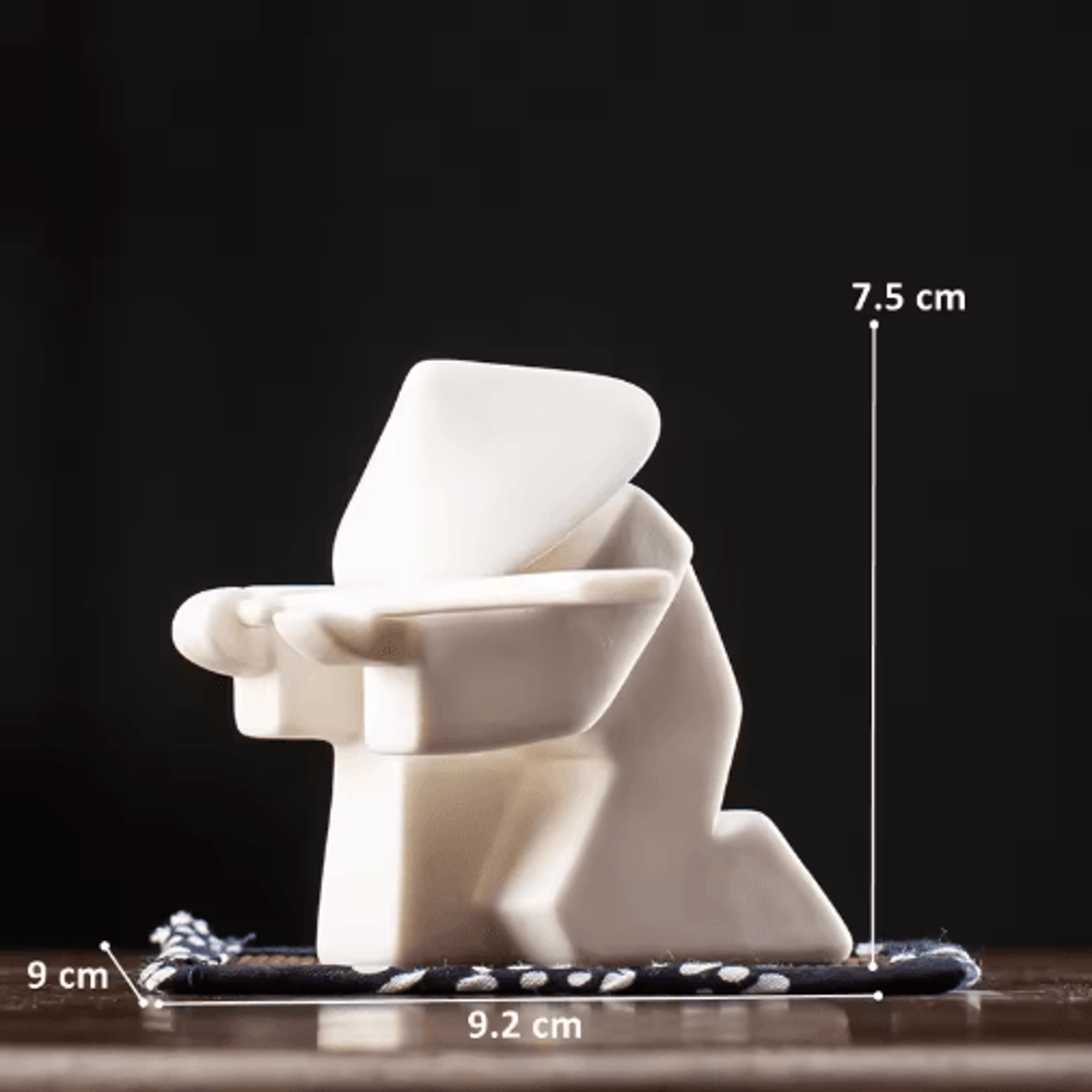 White Ceramic Samurai Figurine  Blanc De Chine Geometric Oriental Warrior Decor 16