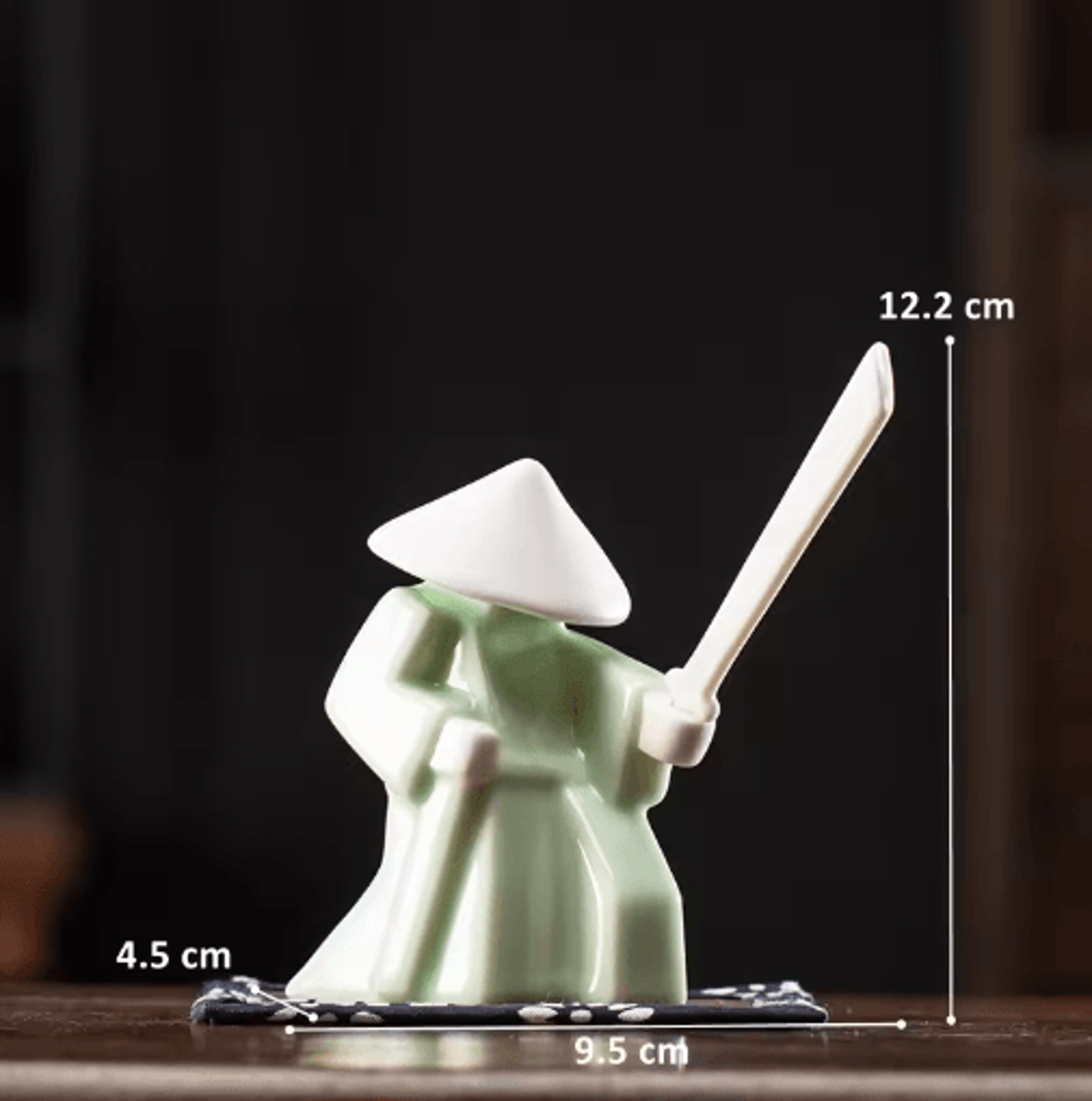 White Ceramic Samurai Figurine  Blanc De Chine Geometric Oriental Warrior Decor 22