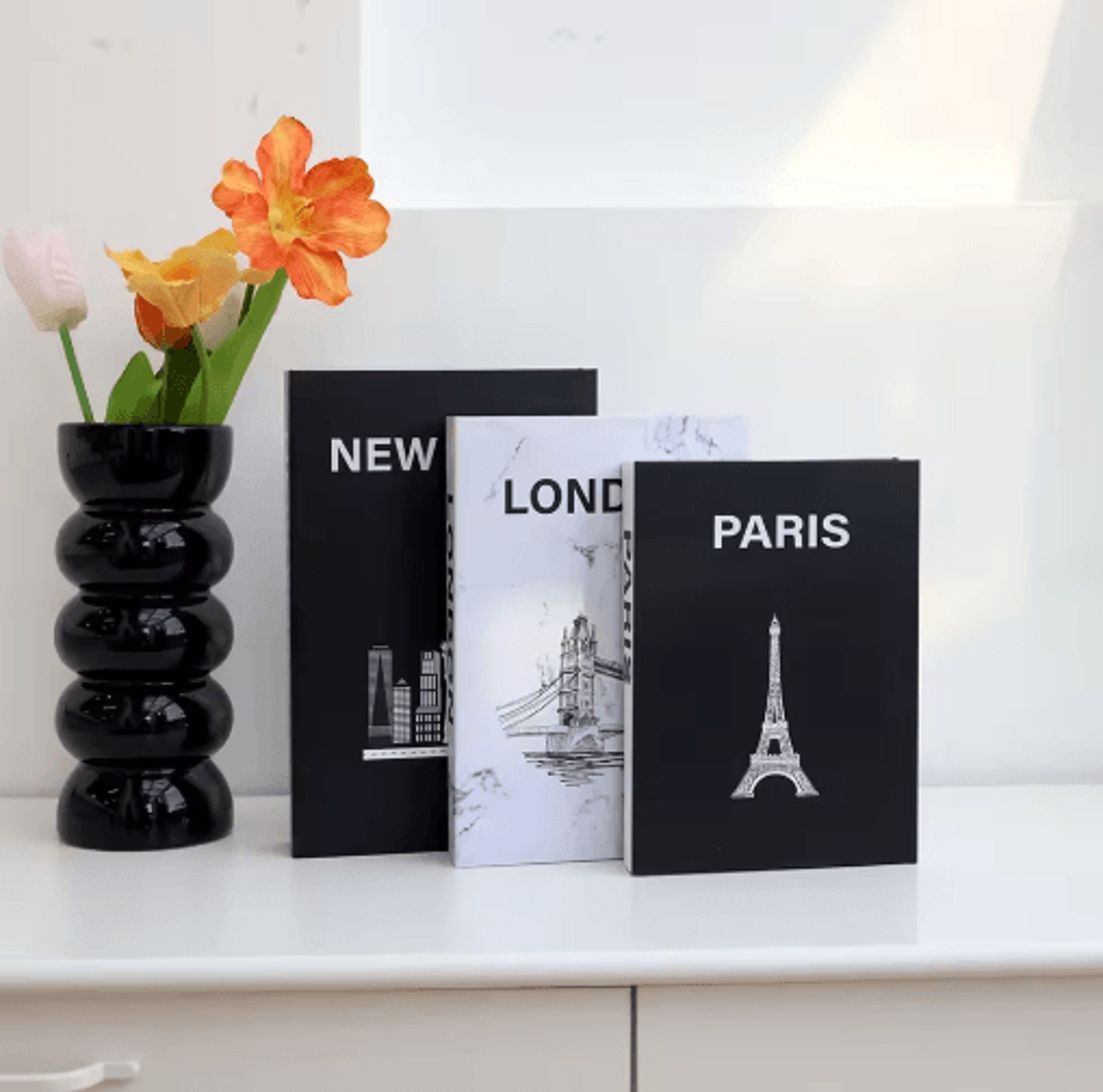 3Piece Decorative Fake Books Set  Modern Coffee Table  Bookshelf Styling Props 3