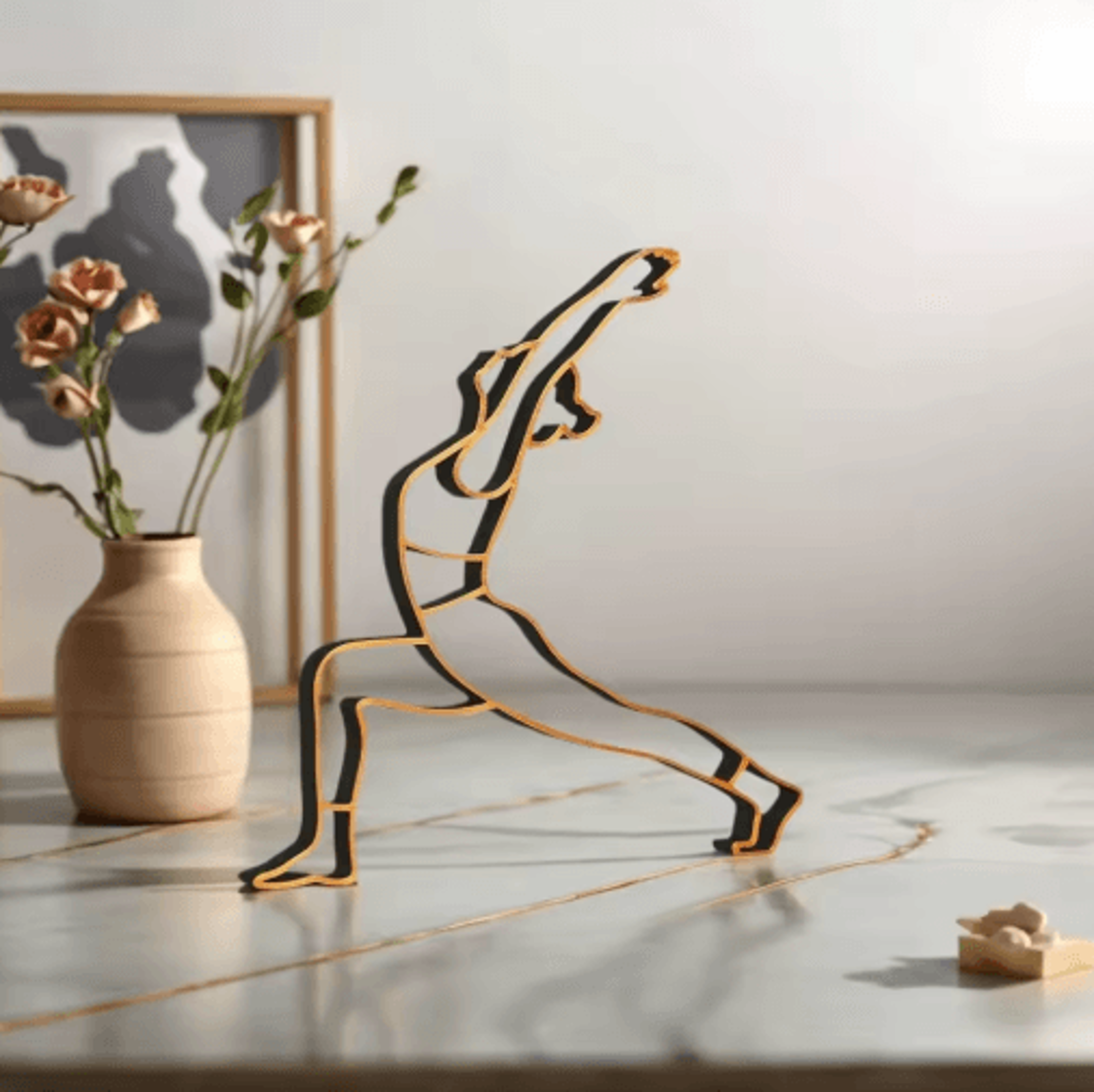 modern yoga sculpture decor – minimalist zen meditation figurine for home & office