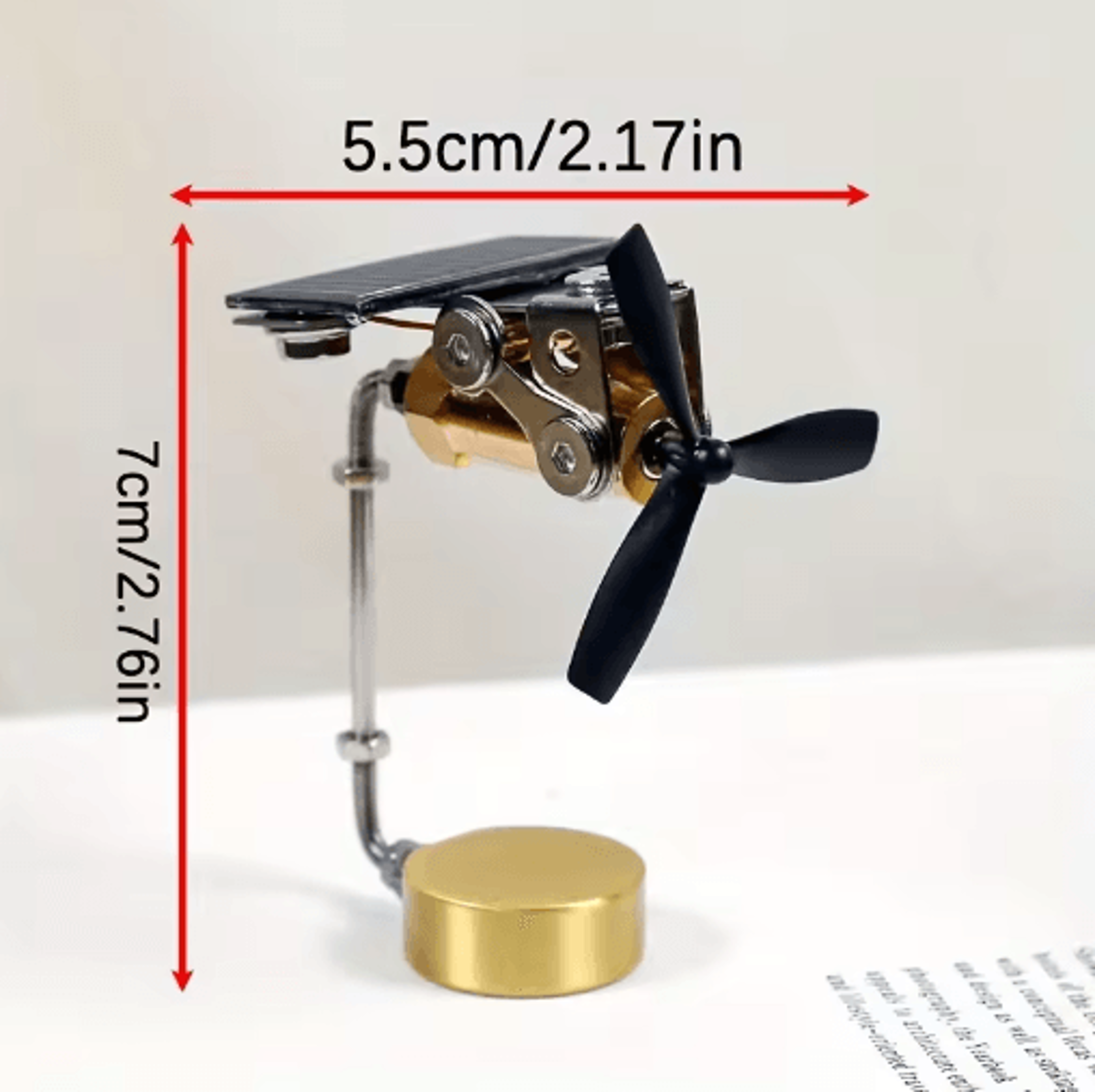 Copper Solar Windmill Ornament  WindPowered Educational Science Model  Desk Decor 4