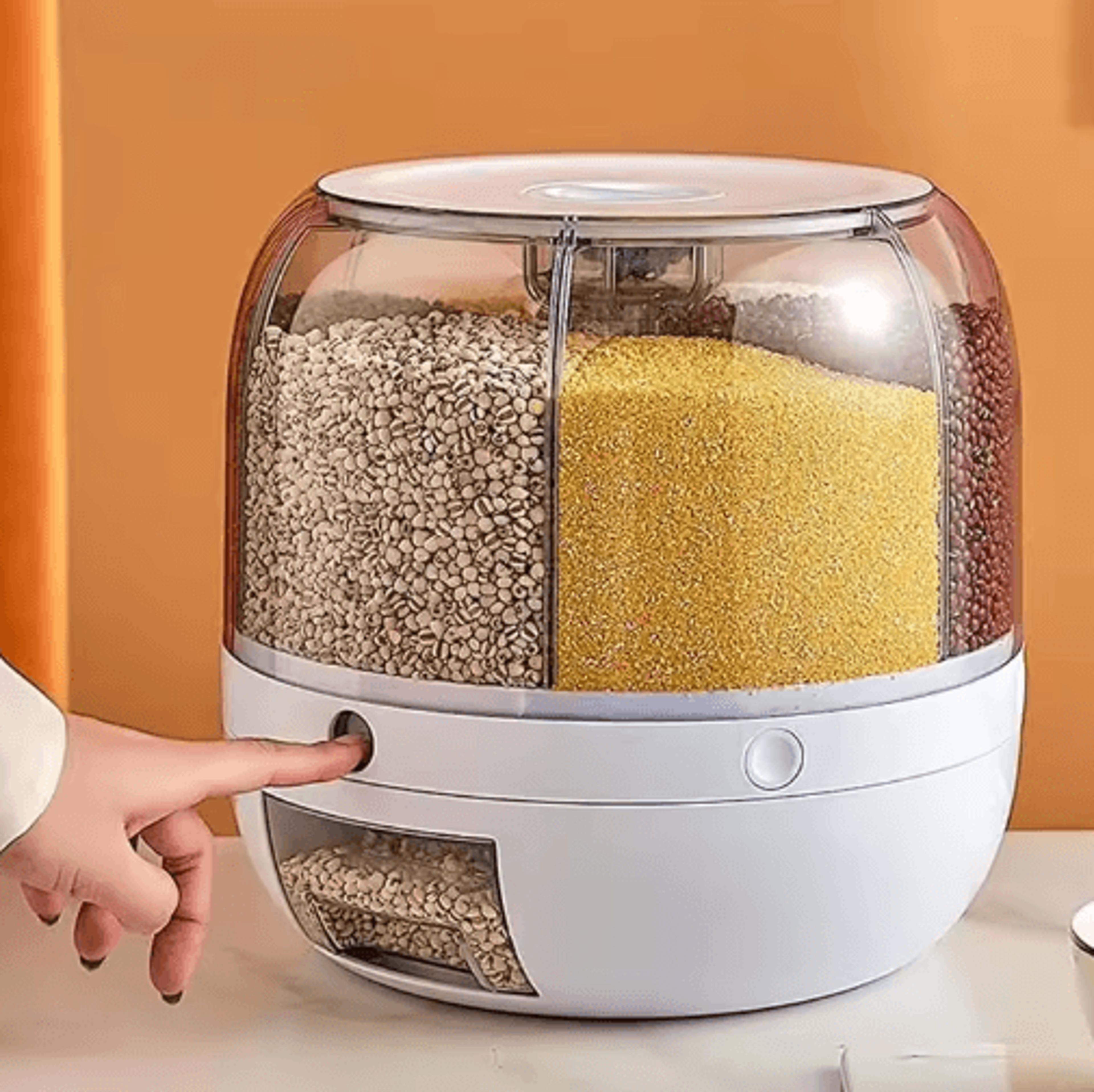 360 rotating grain dispenser – airtight rice & dry food storage organizer