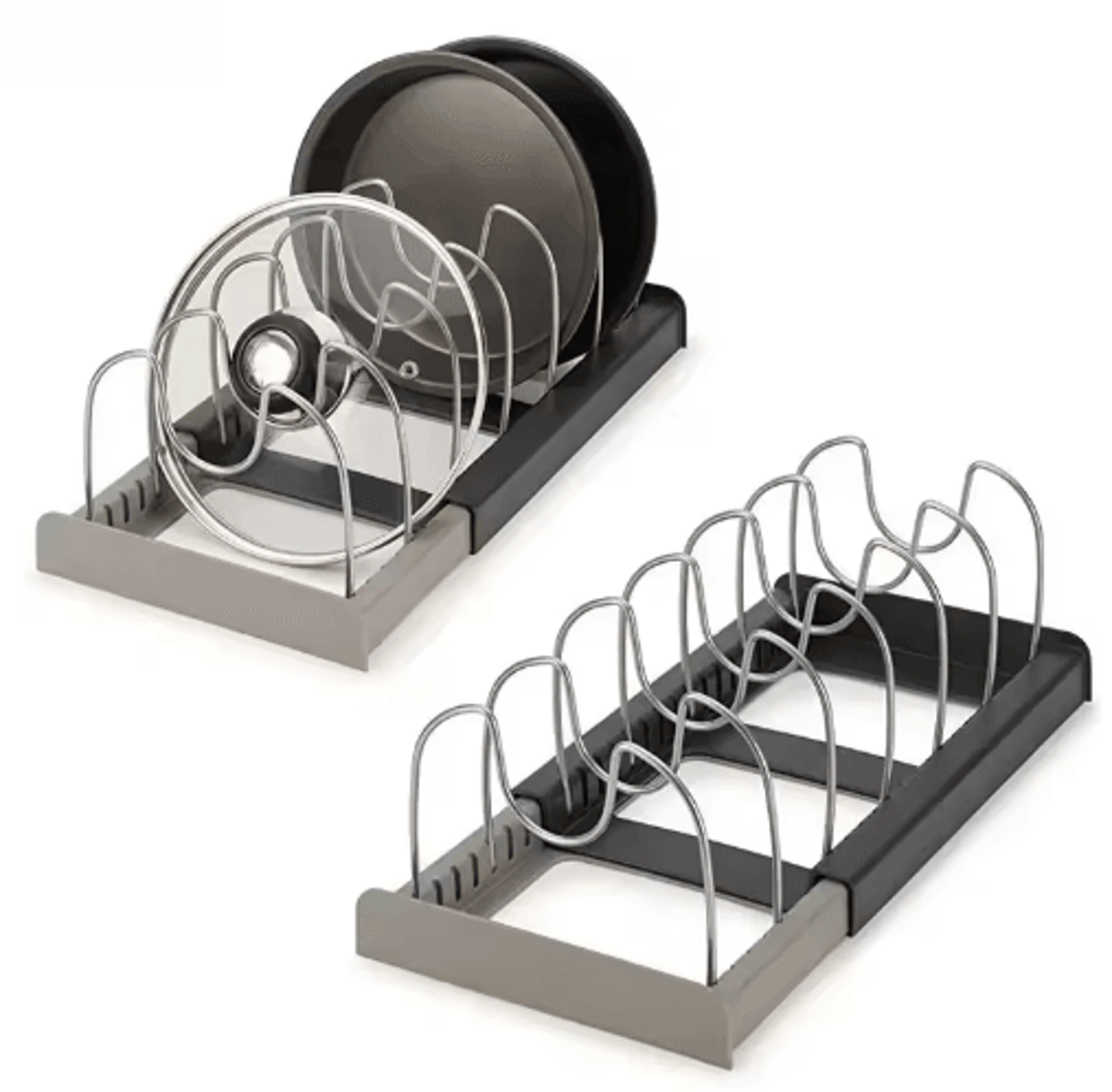 Expandable Pots And Pans Organizer Rack  Adjustable Cookware  Lid Storage 1