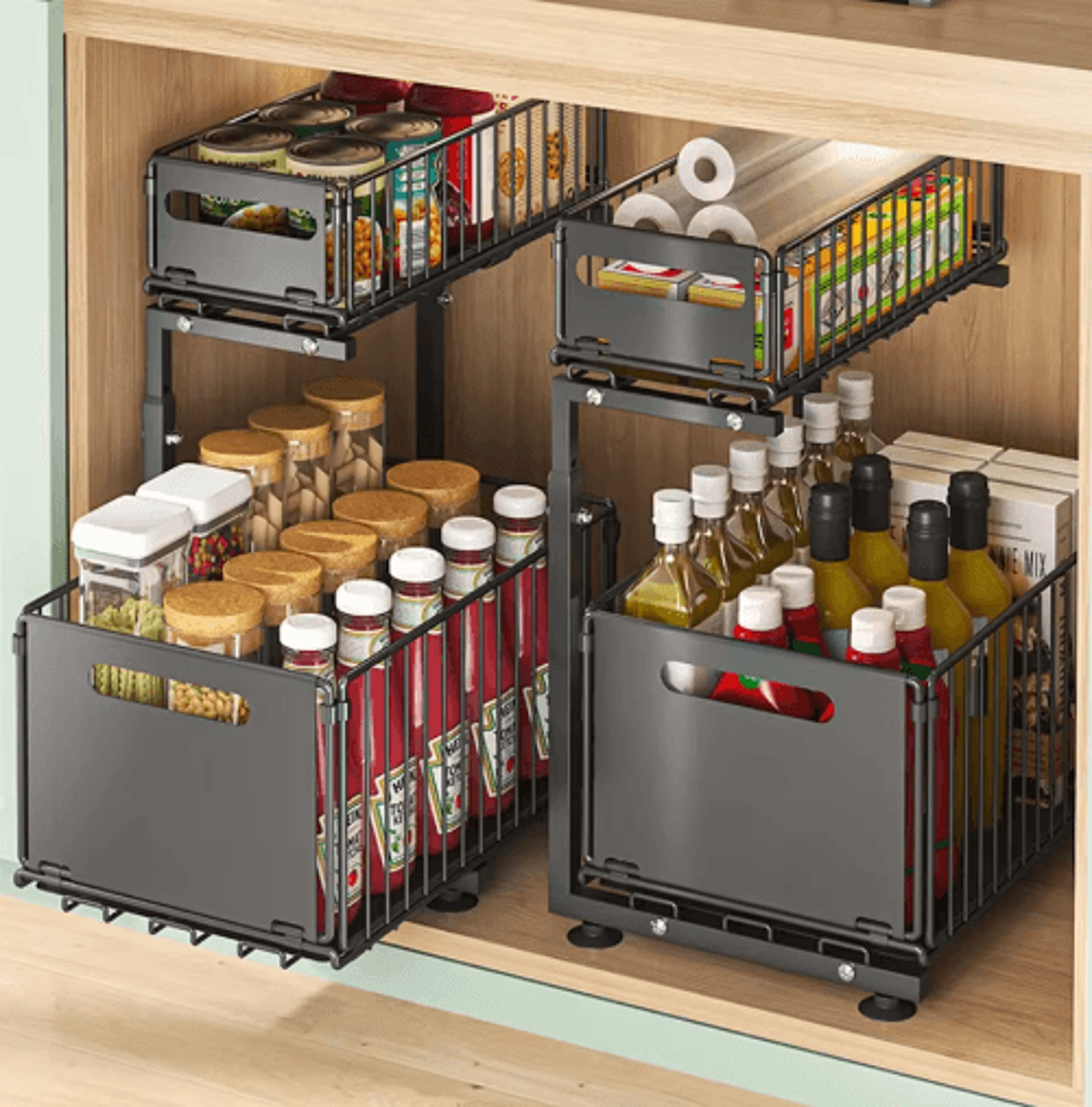 2Tier PullOut Under Sink Organizer  Adjustable Cabinet Storage Shelf 5