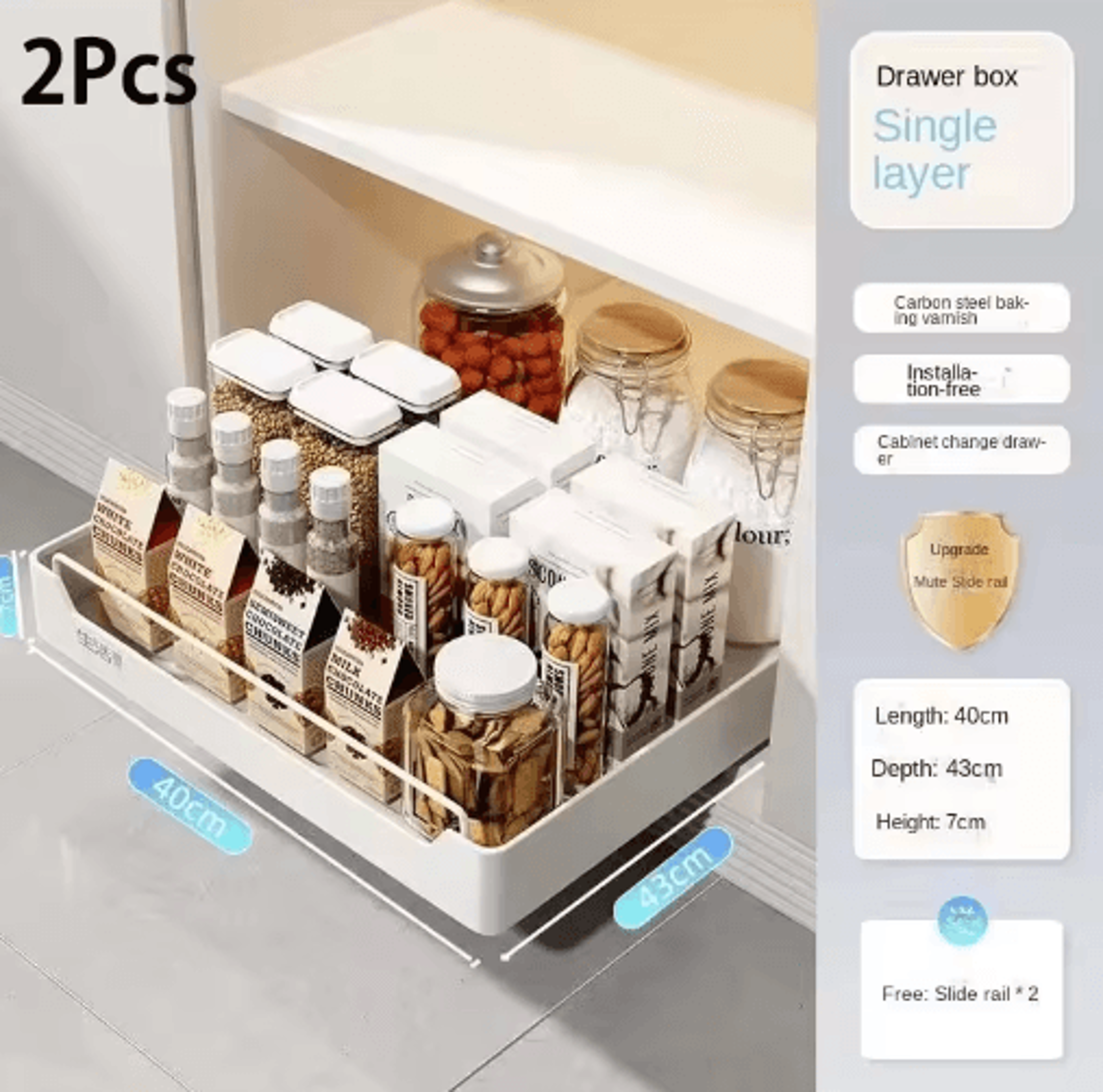 PullOut Kitchen Organizer Rack  Sliding Drawer Spice  Cabinet Storage Tray 11