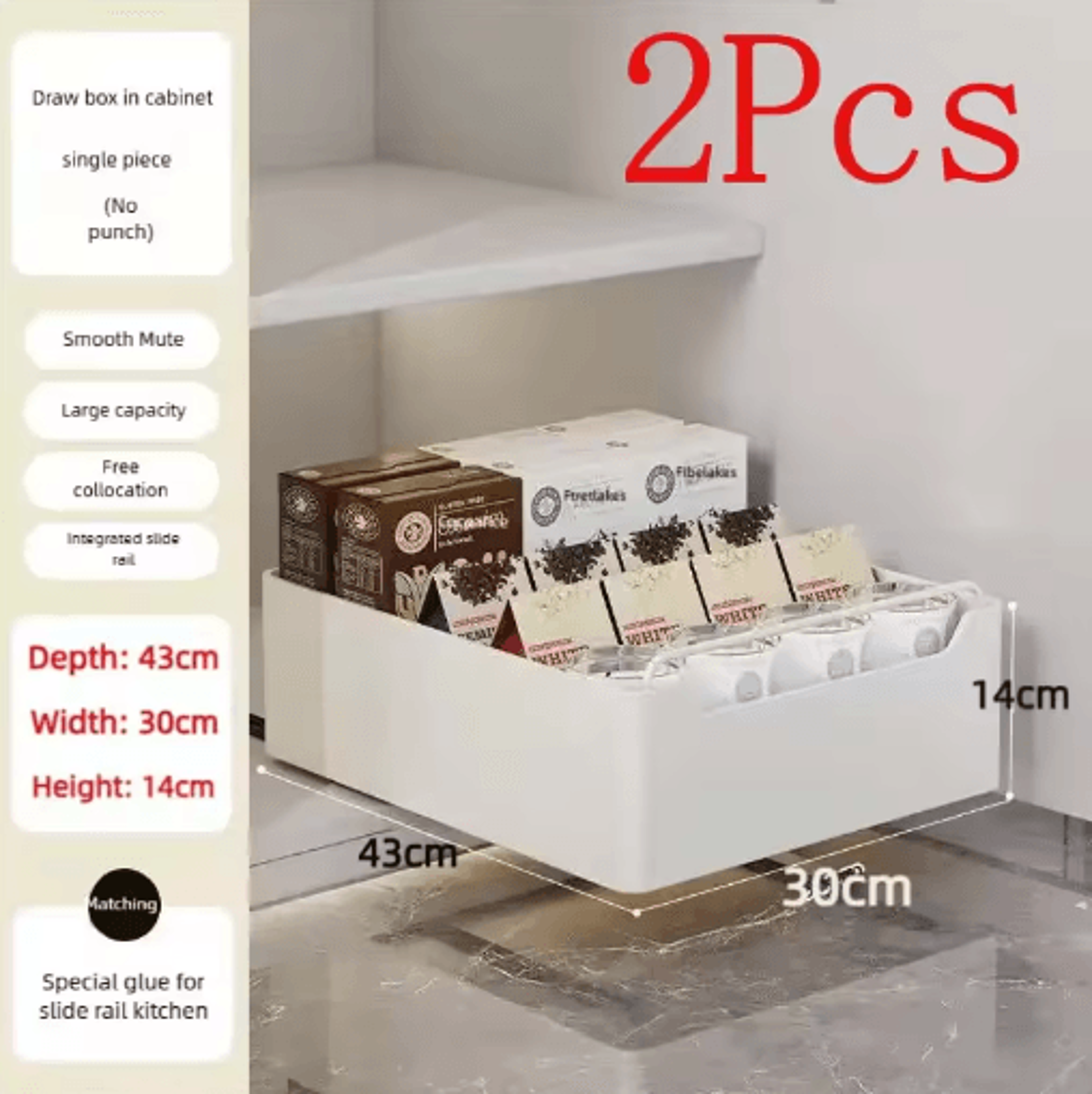PullOut Kitchen Organizer Rack  Sliding Drawer Spice  Cabinet Storage Tray 5