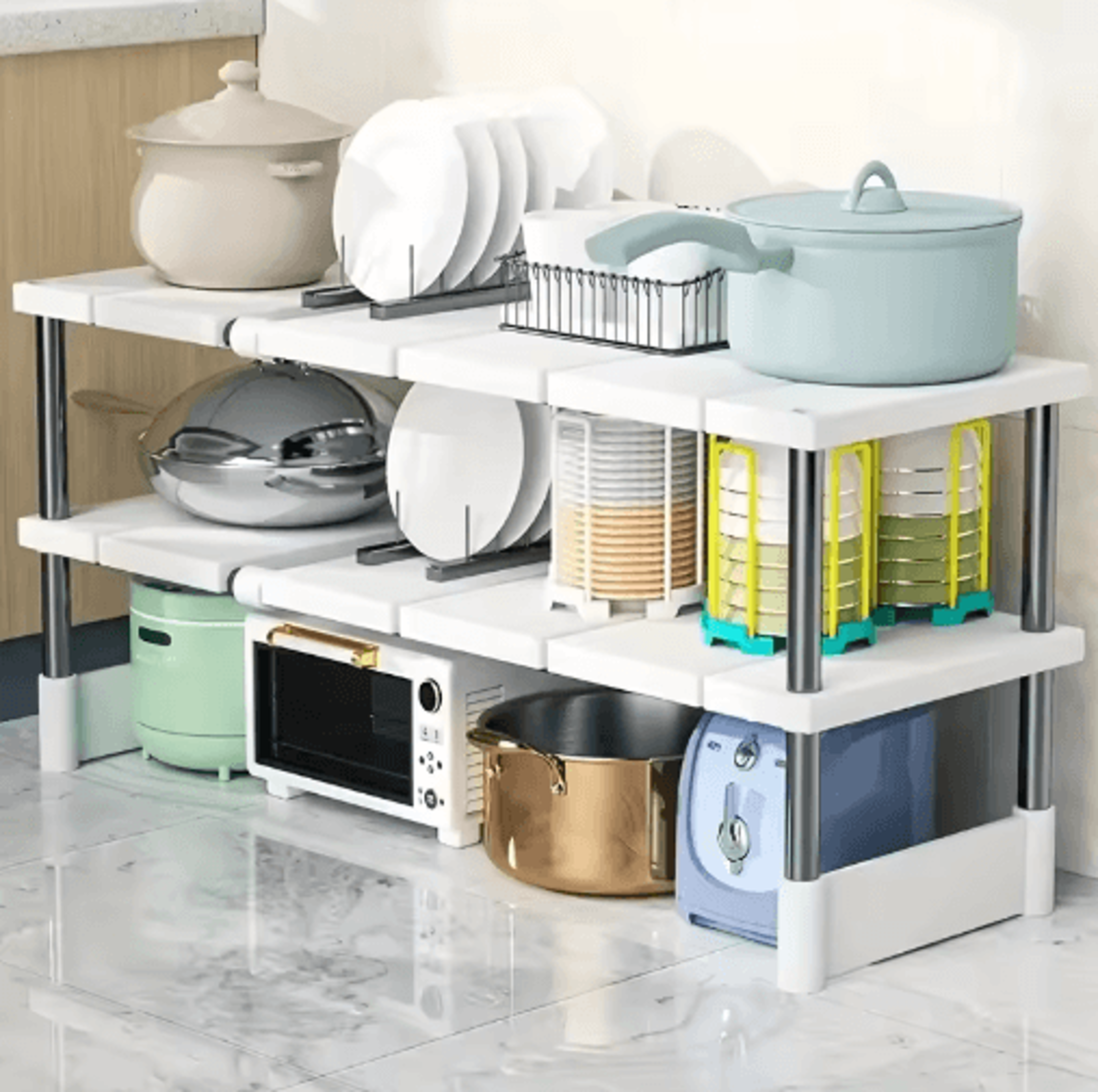 Adjustable Under Sink Storage Rack  Expandable MultiLayer Kitchen Organizer 6