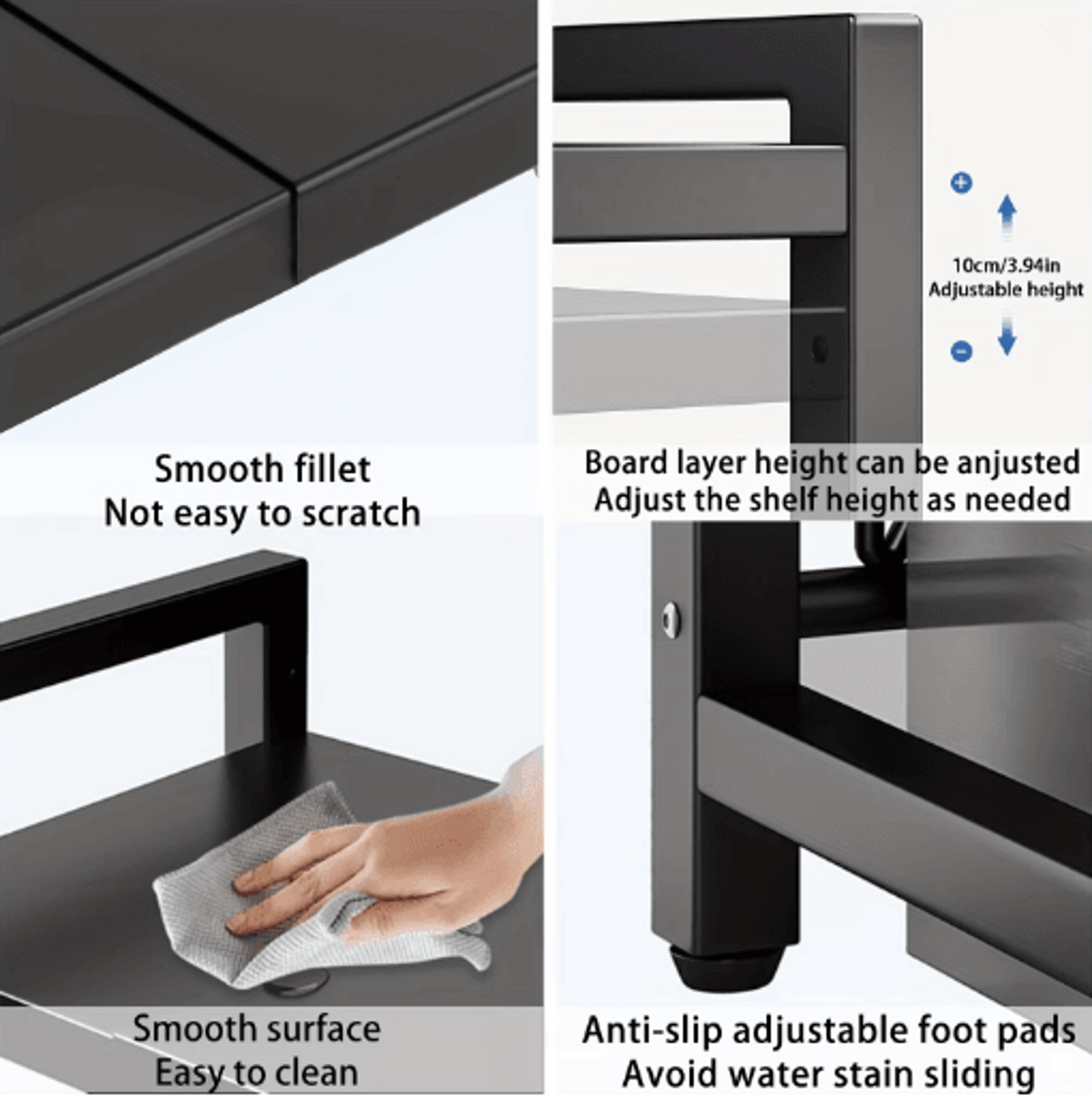 Expandable Microwave Shelf Rack  Adjustable Kitchen Organizer With 6 Hooks 4