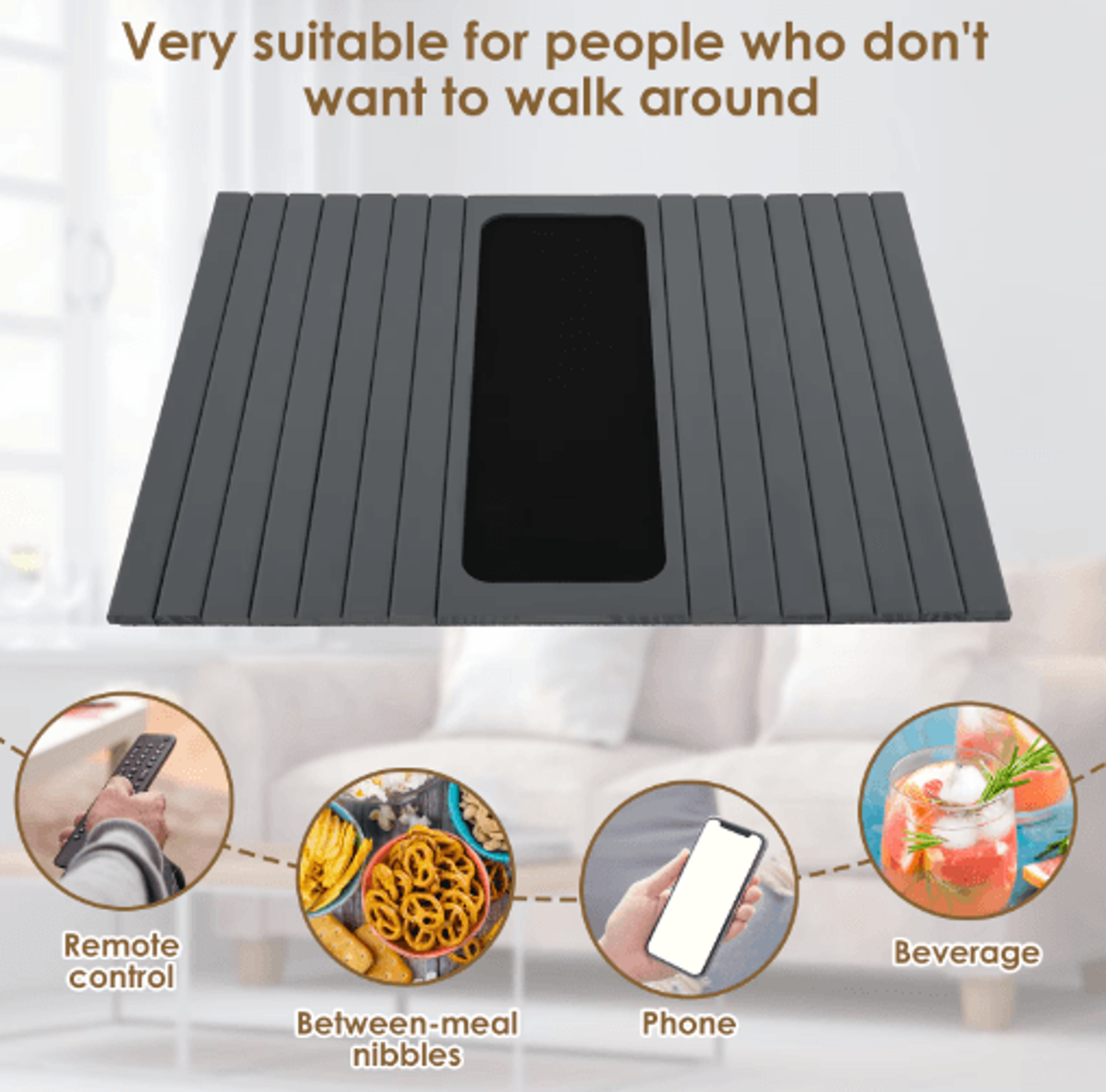 Folding Sofa Arm Tray Table  Sturdy Couch Armrest Organizer 11