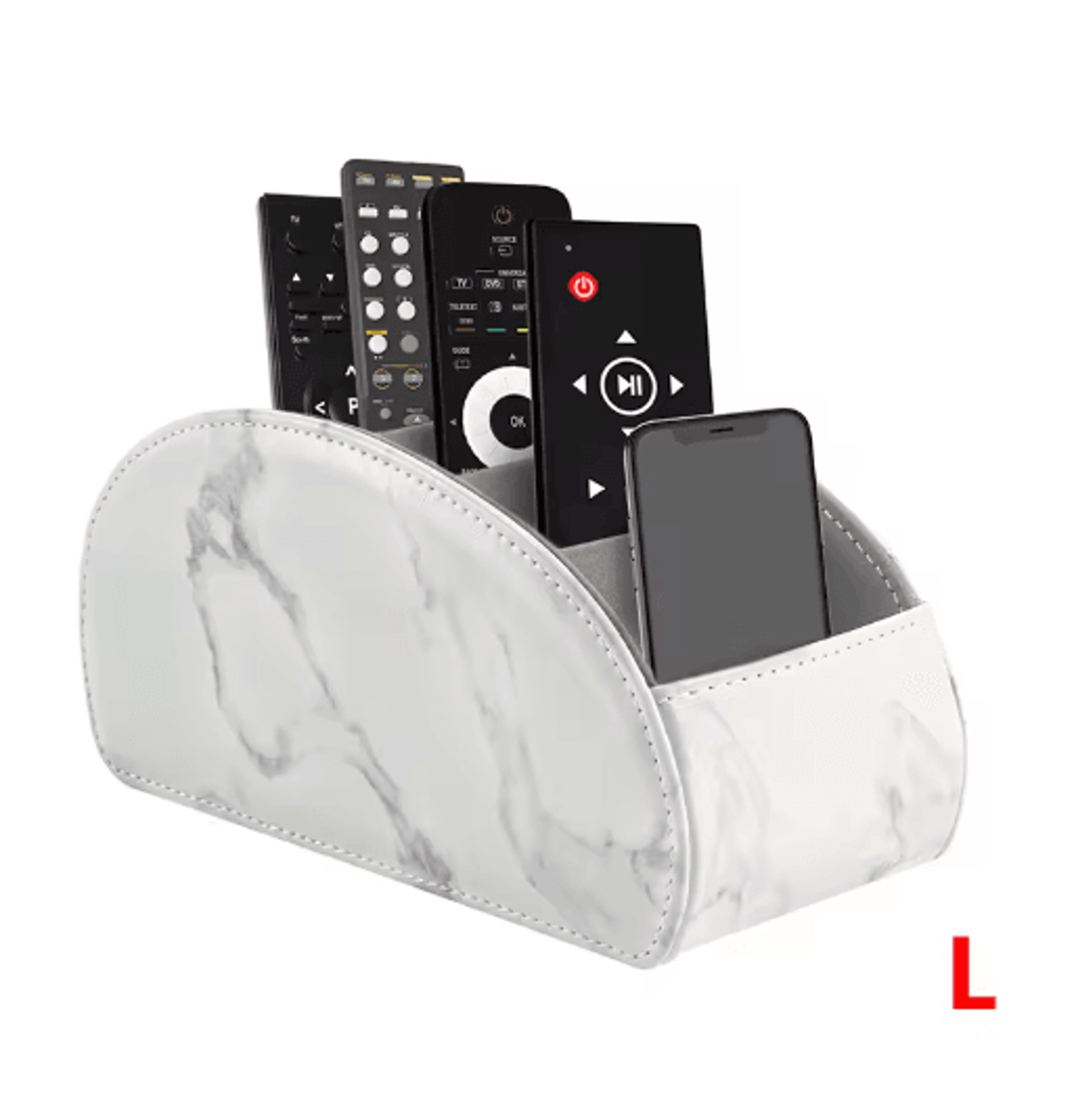 LMETJMA PU Leather Remote Control Holder 5 Compartment Desktop Organizer 2