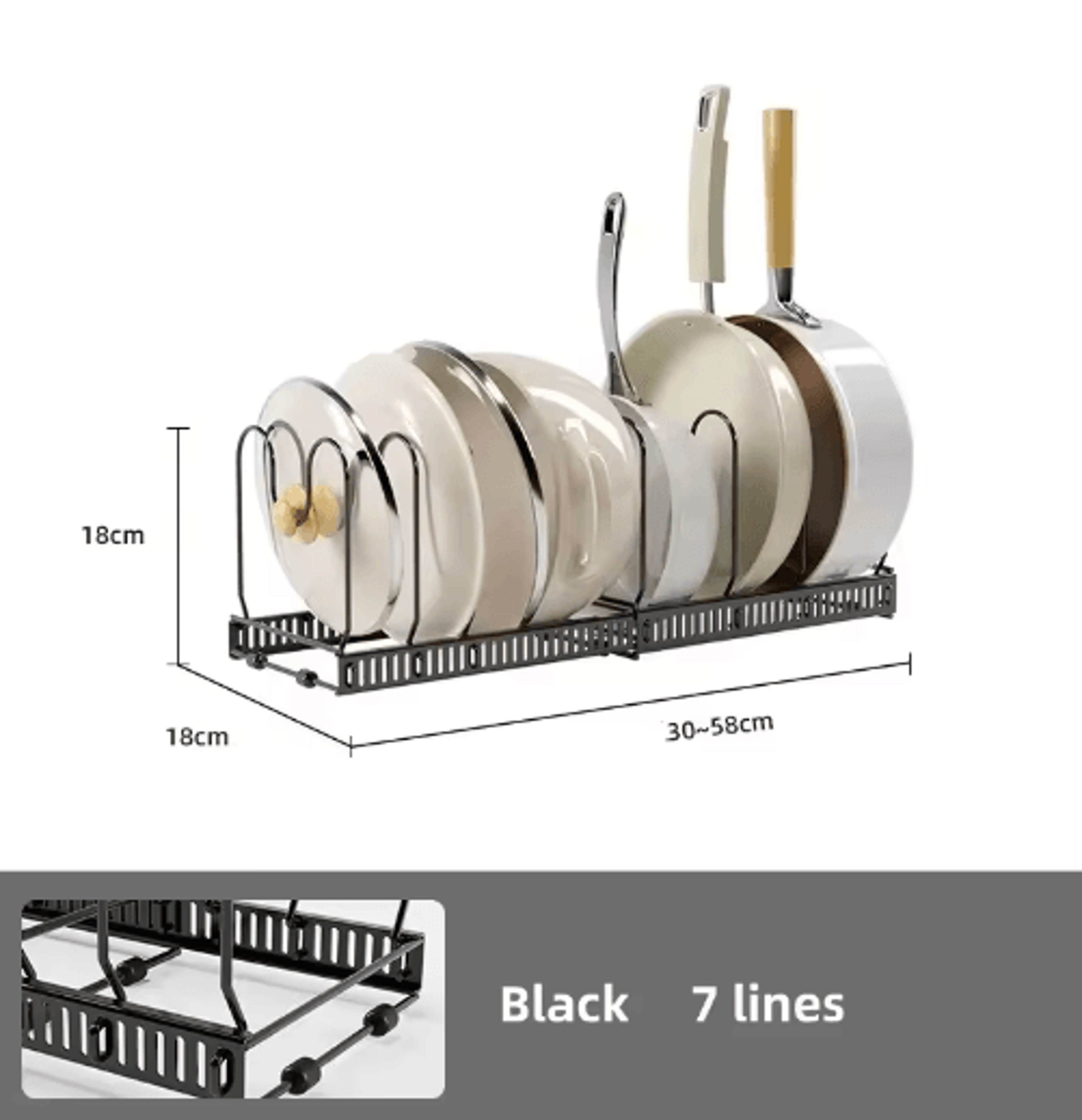 Adjustable Multi Layer Pot  Dish Rack Retractable Carbon Steel Kitchen Organizer 4