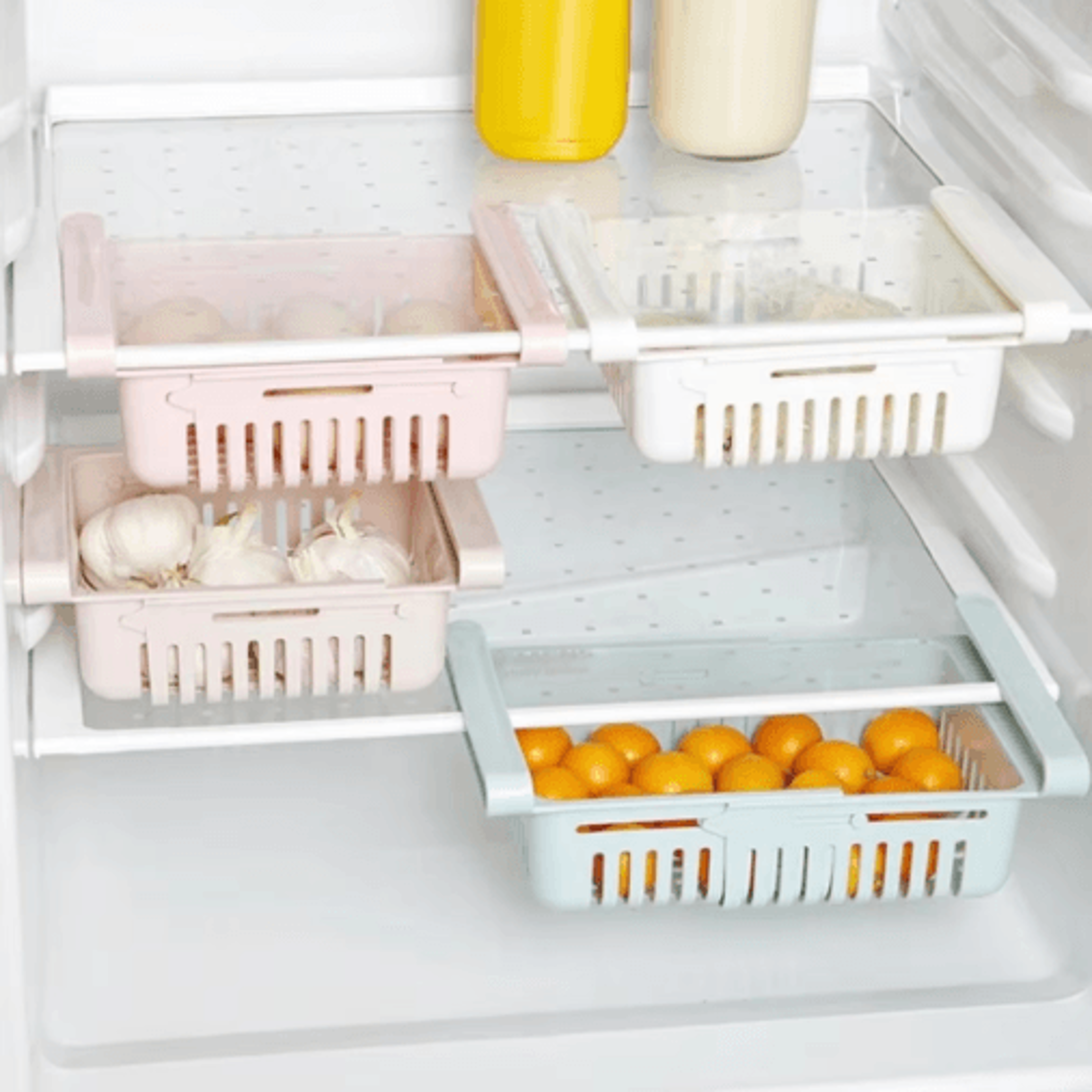 PullOut Refrigerator Drawer Organizer  UnderShelf Fridge Storage Tray 0