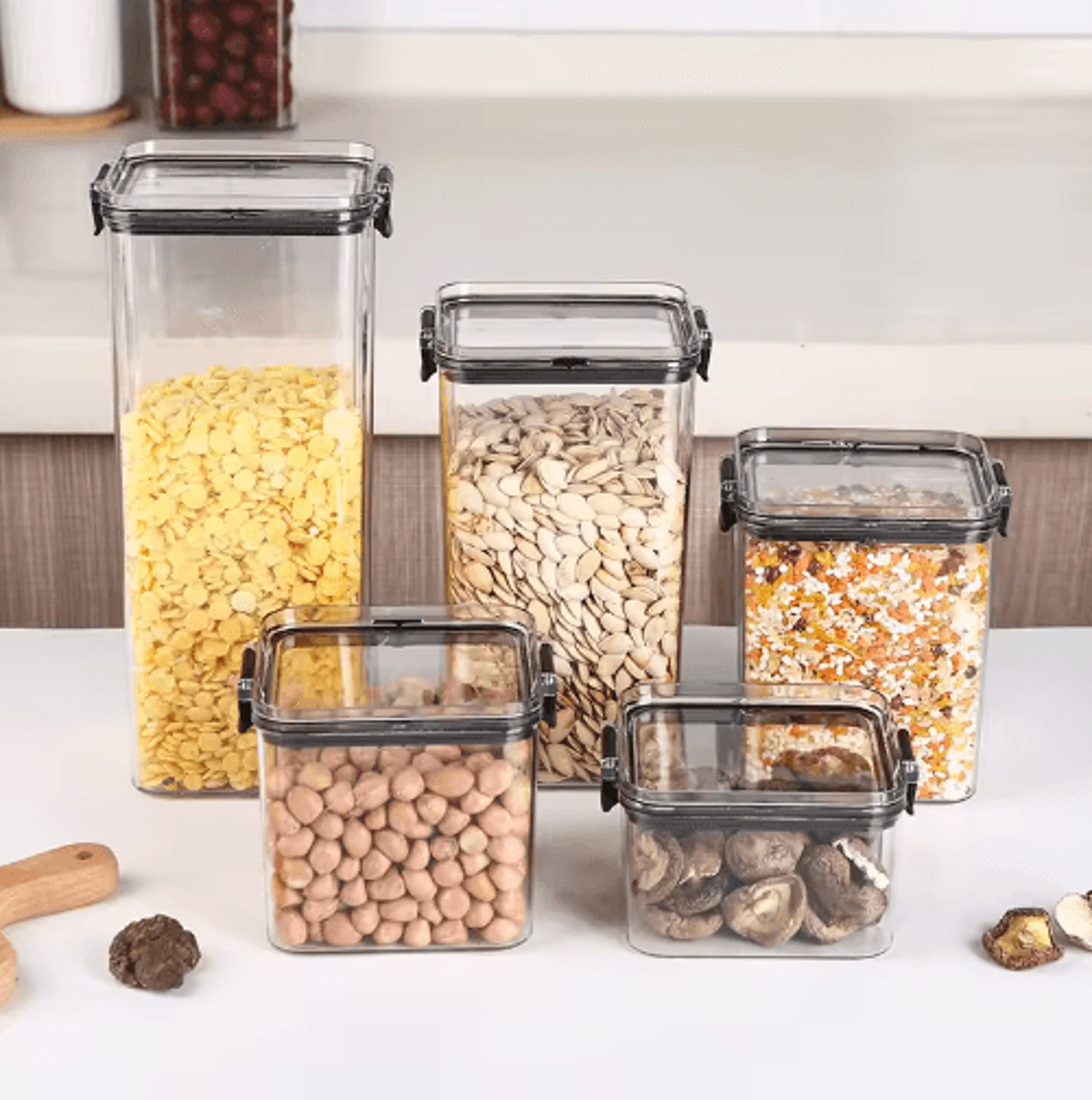 5Piece Airtight Food Storage Container Set  Stackable Kitchen Organizer Jars 19