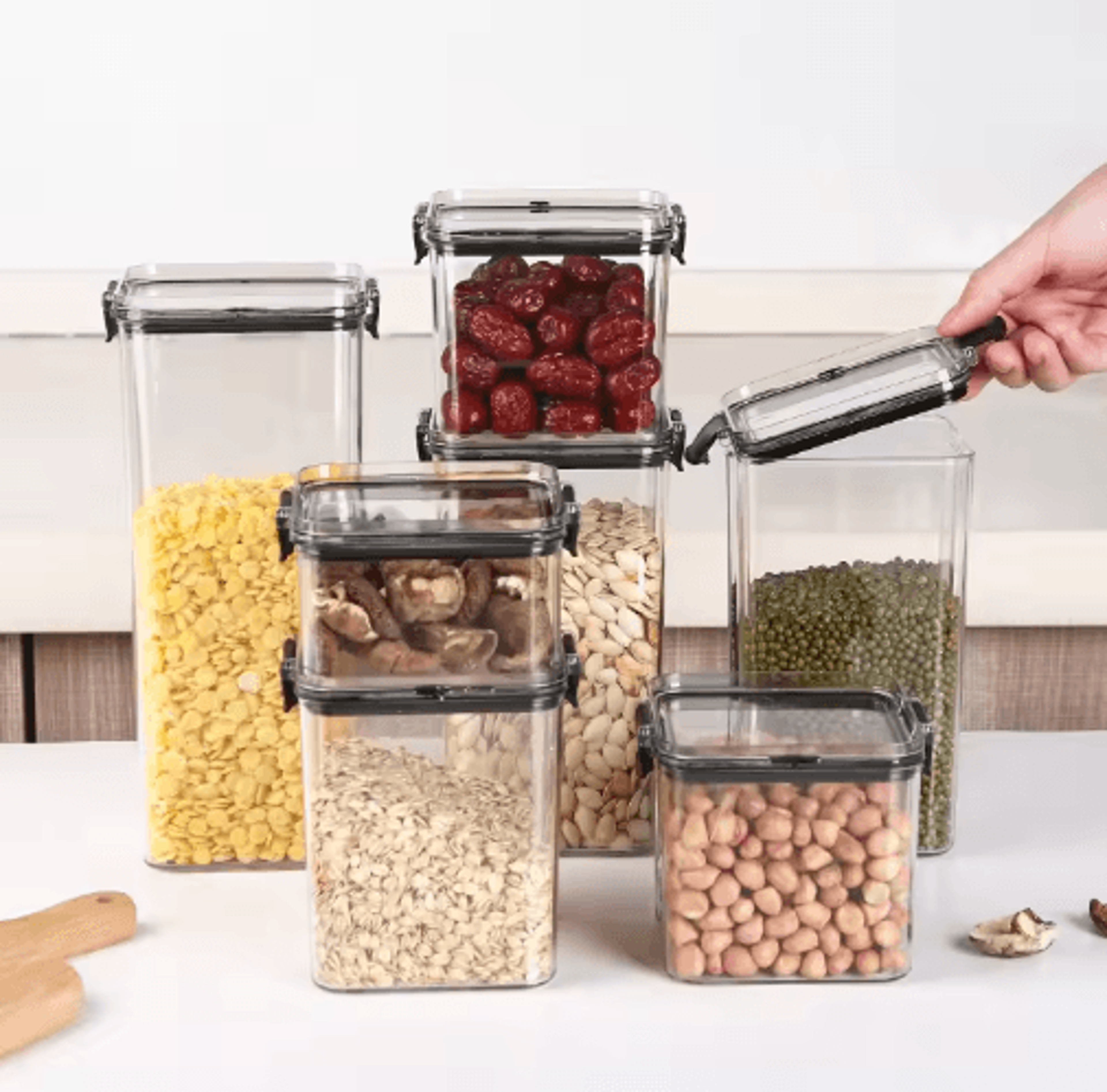 5Piece Airtight Food Storage Container Set  Stackable Kitchen Organizer Jars 0