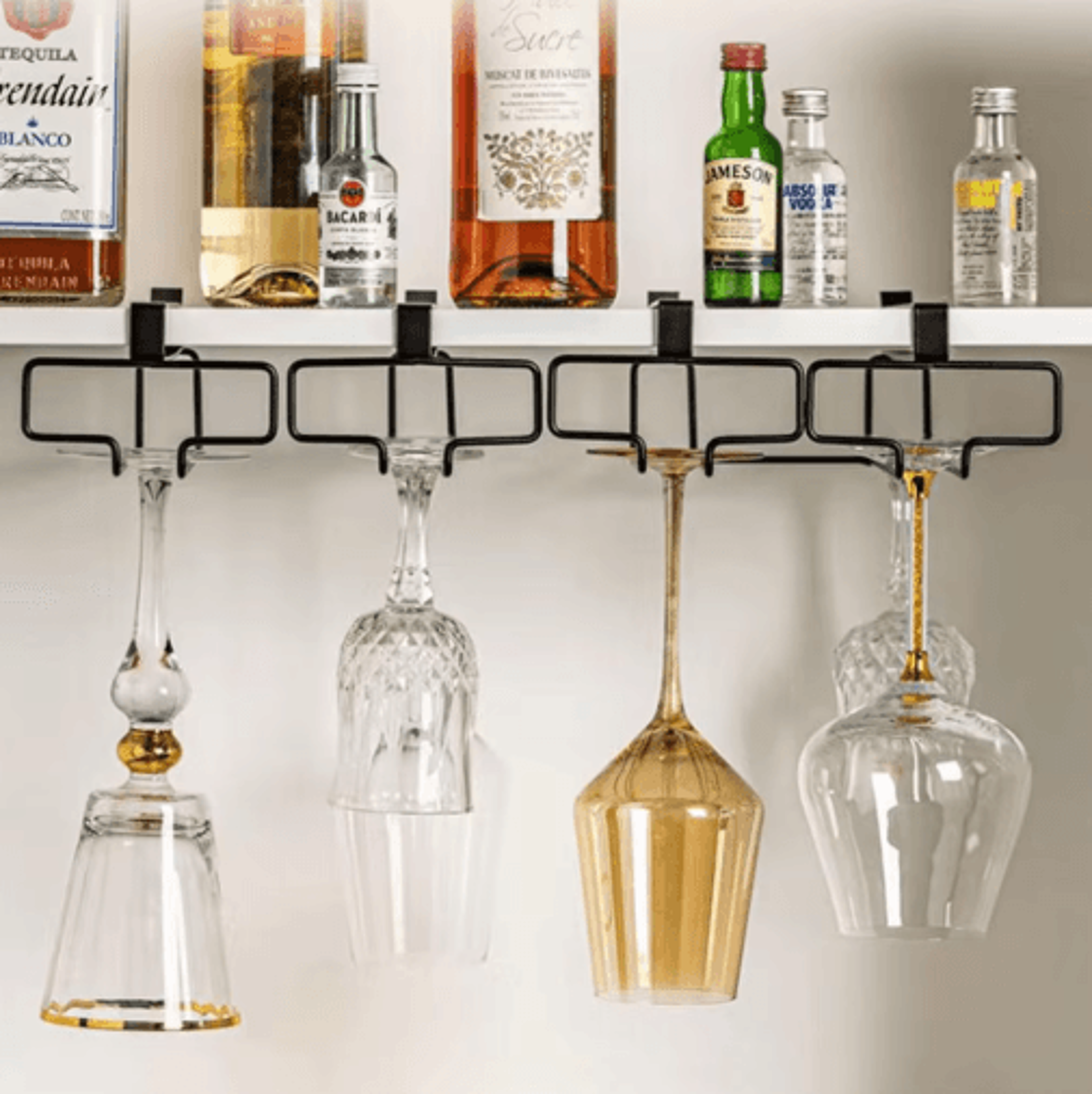 NonDrill Hanging Wine Glass Holder  Under Cabinet Stemware Storage Rack 5