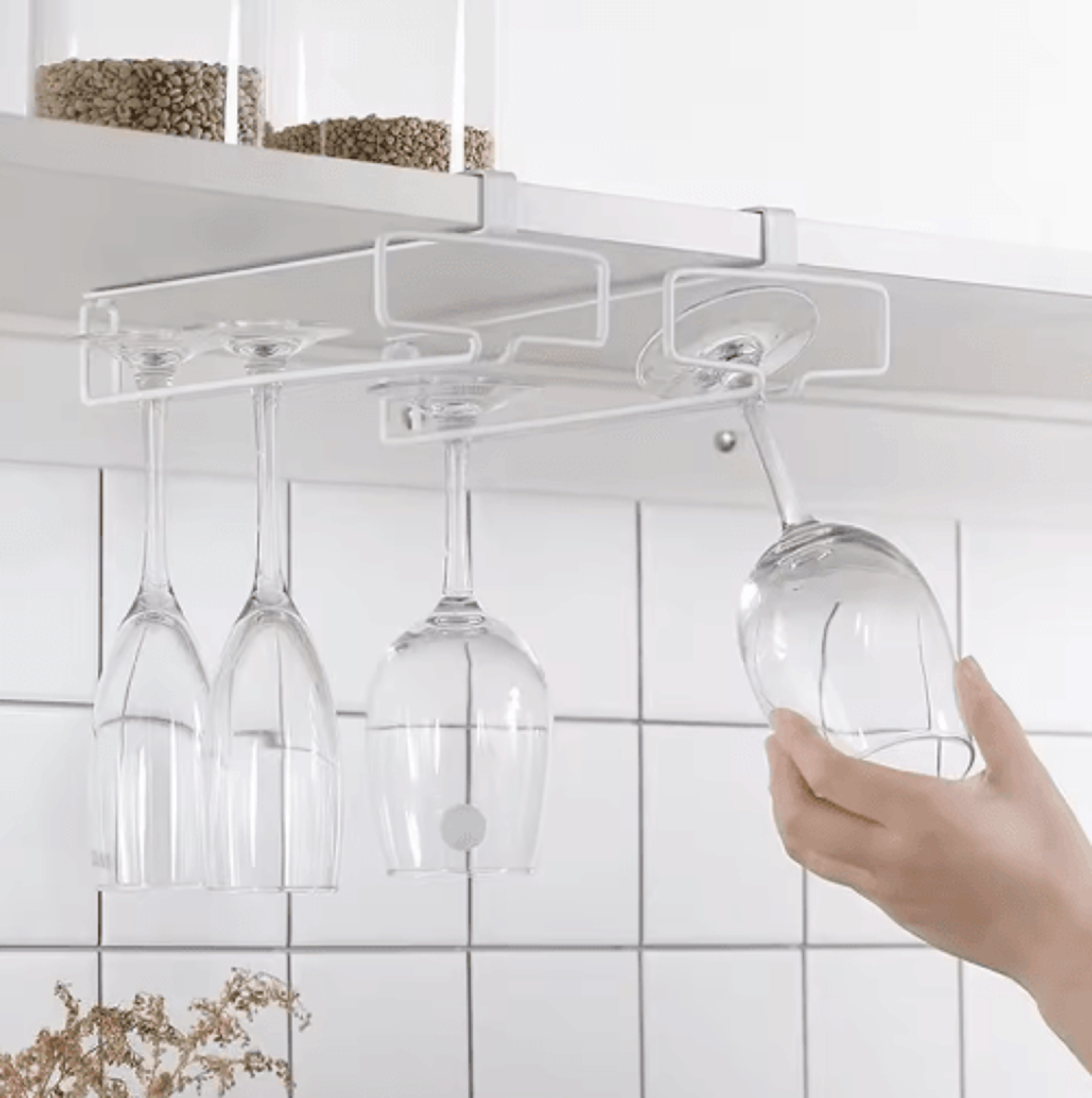 NonDrill Hanging Wine Glass Holder  Under Cabinet Stemware Storage Rack 7