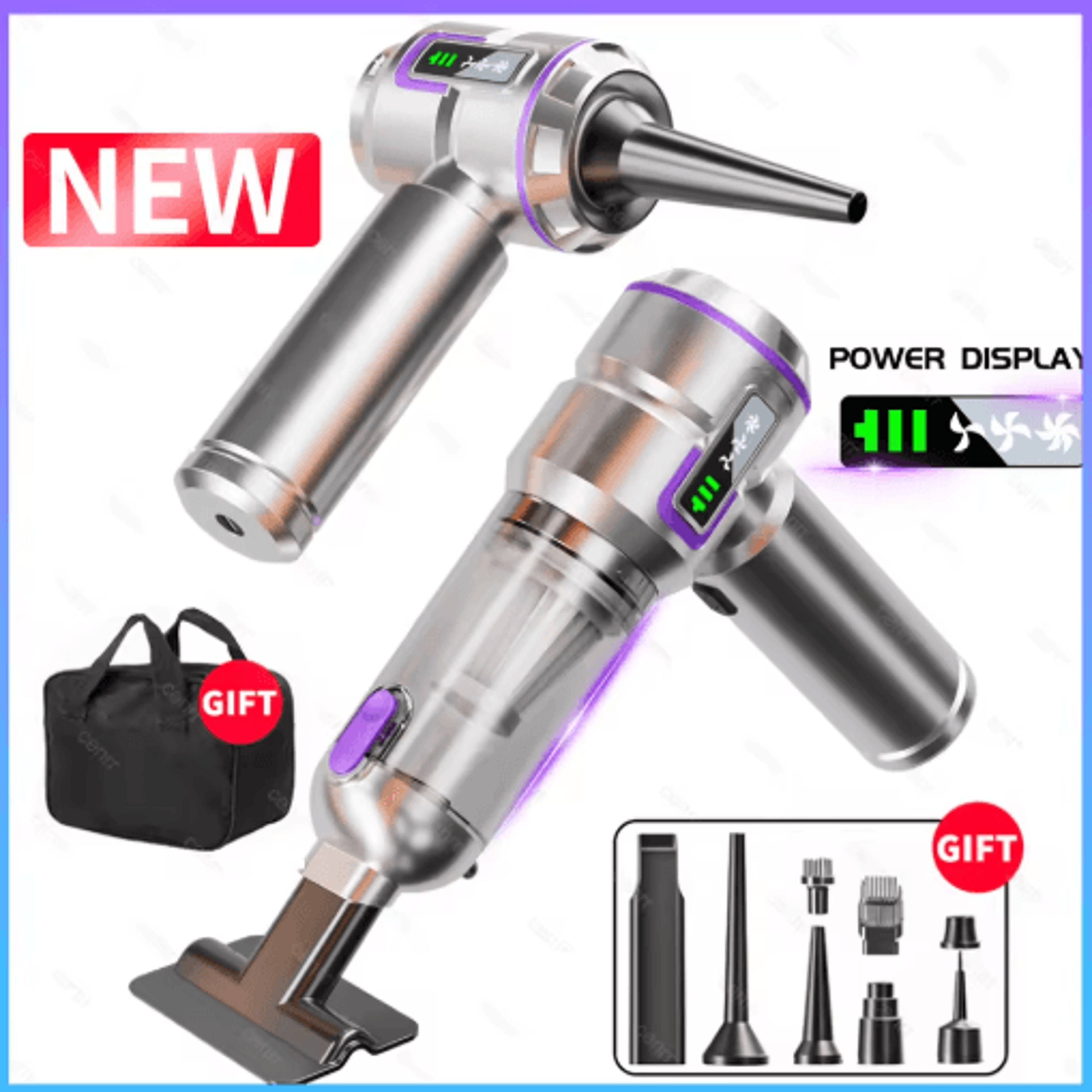 mini portable car vacuum cleaner with blower – high-power handheld cleaner