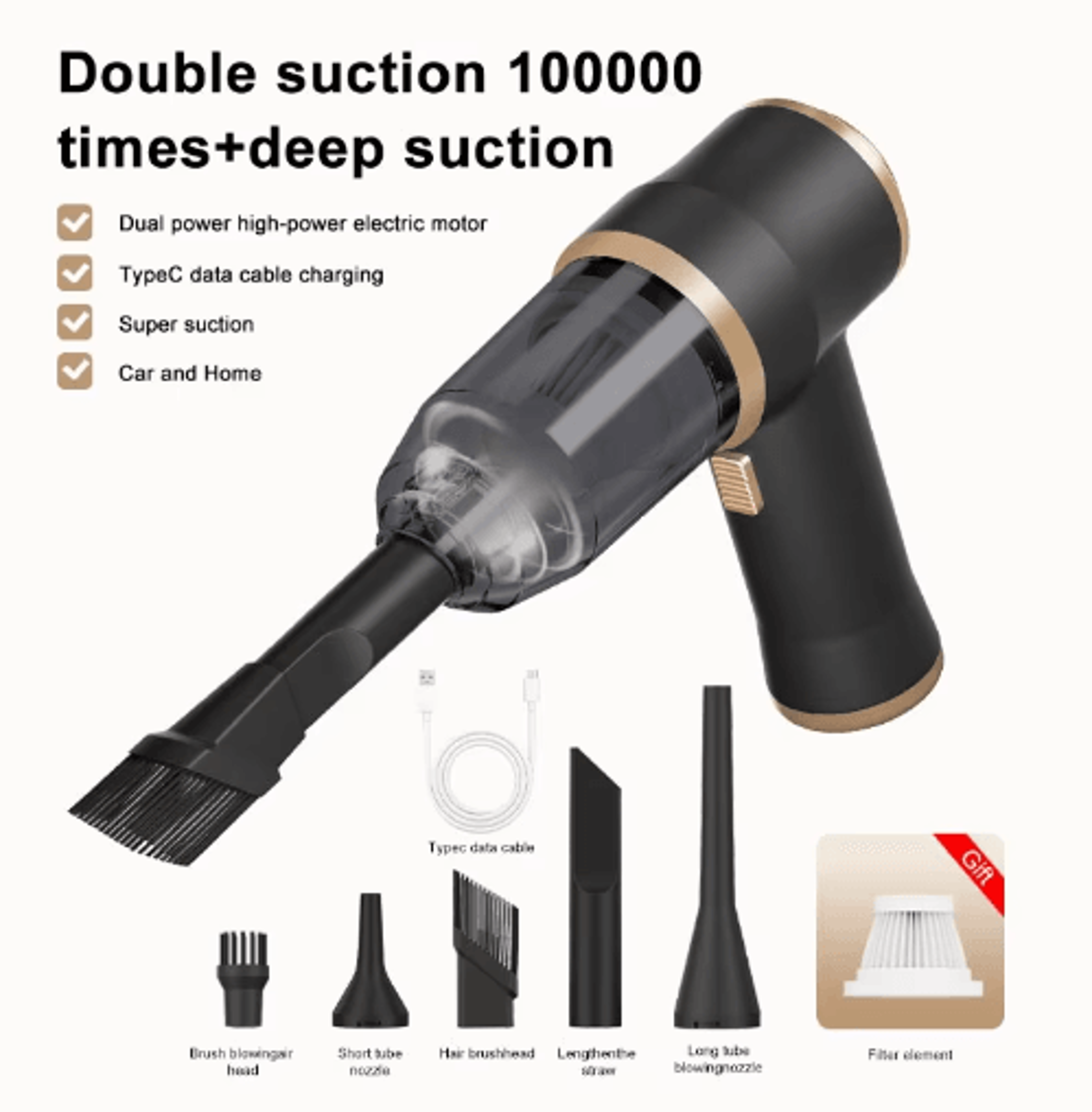 high-power 2-in-1 car blower vacuum portable auto & home cleaning tool